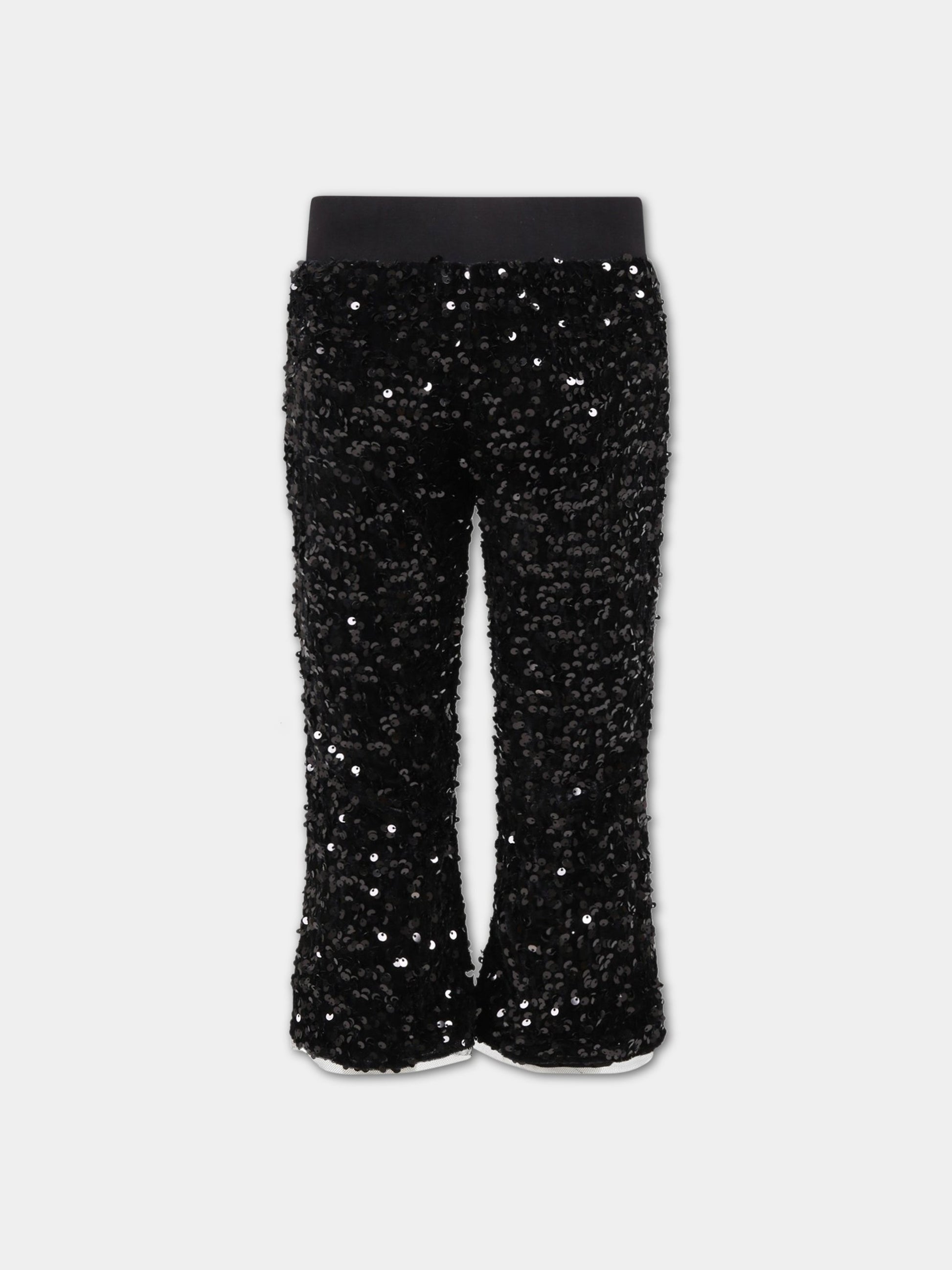 Pantalone nero per bambina con paillettes,Blumarine Baby,IF2080 J6527 22222