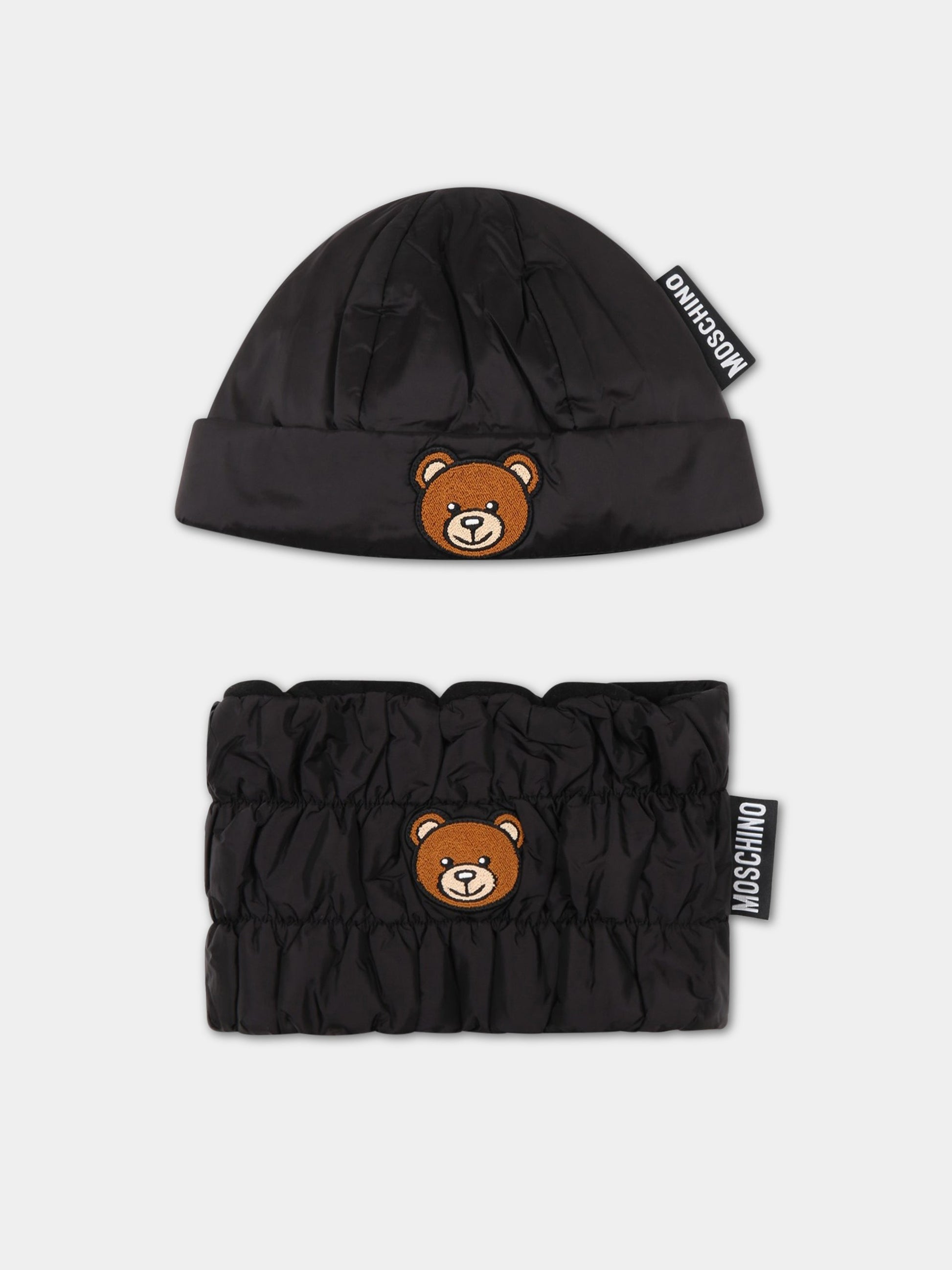 Set nero per bambini con teddy bear,Moschino Kids,HUX01R L3A22 60100