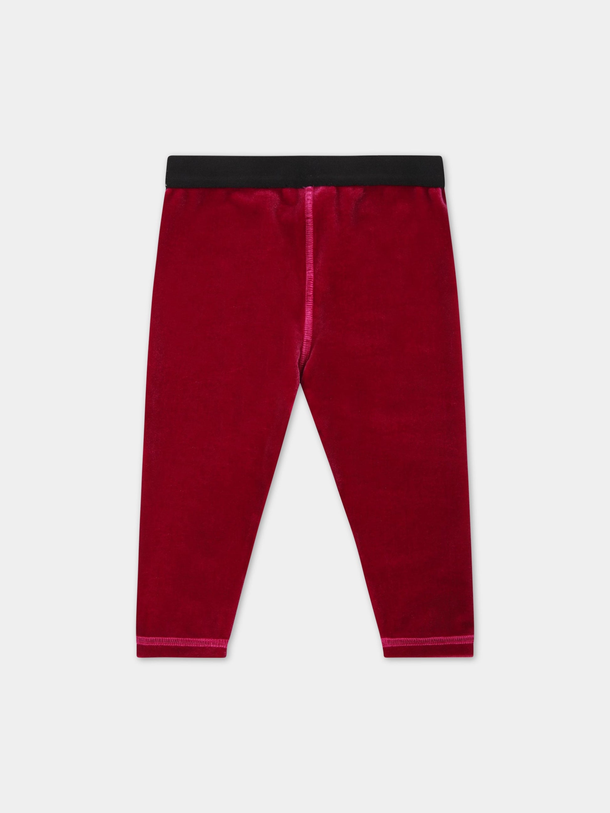 Pantaloni fucsia per neonata con logo bianco,Dolce & Gabbana Kids,L2JP9J FUWD6 F0877