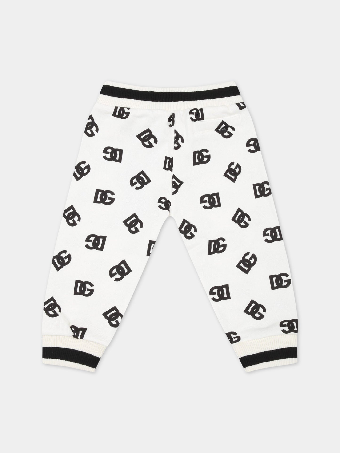 Pantaloni bianchi da tuta per neonato con logo nero,Dolce & Gabbana Kids,L2JP9P HS7KI HAVAN