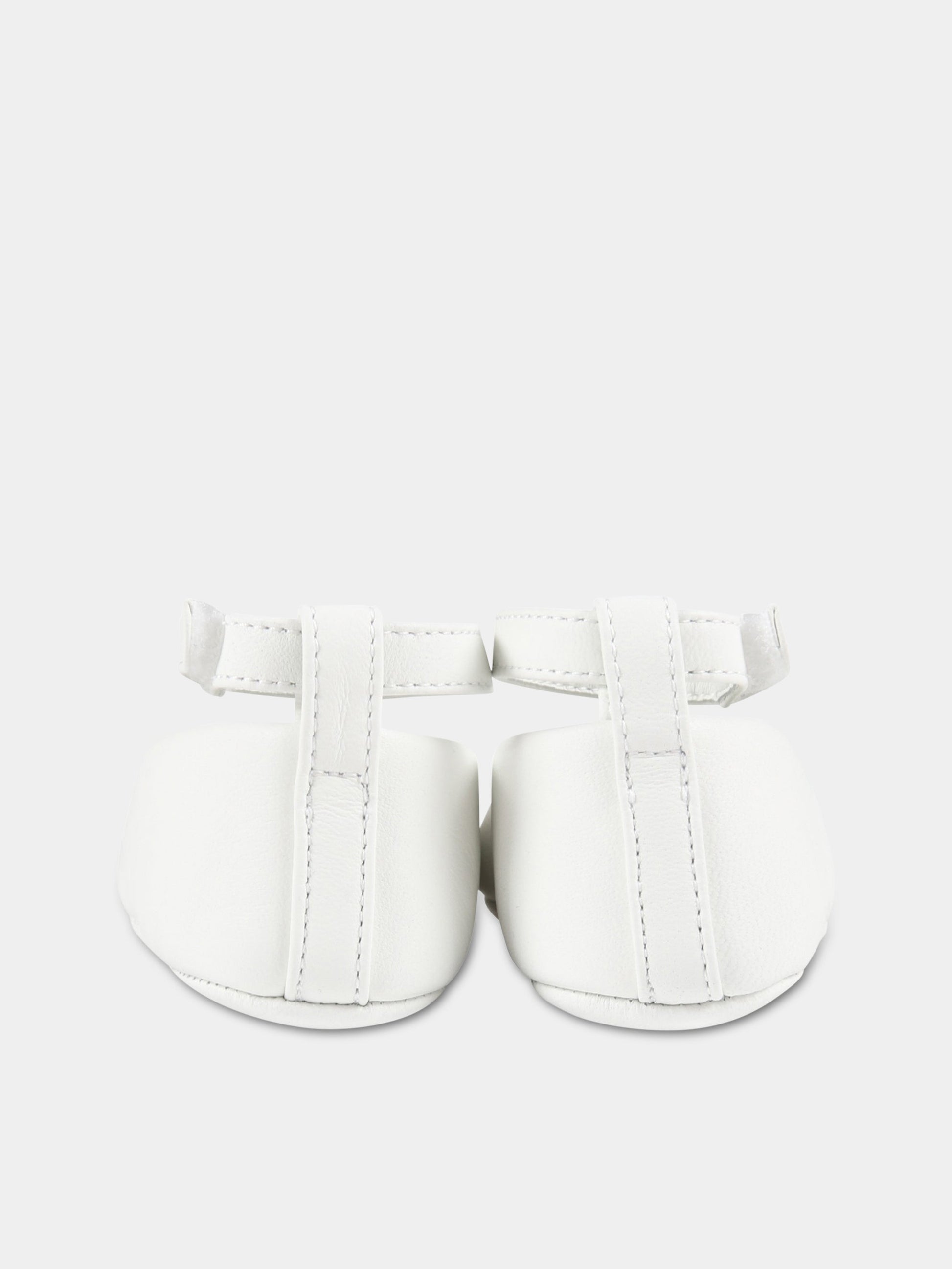 Ballerine bianche per neonata con logo,Dolce & Gabbana Kids,DK0065 A1293 80001