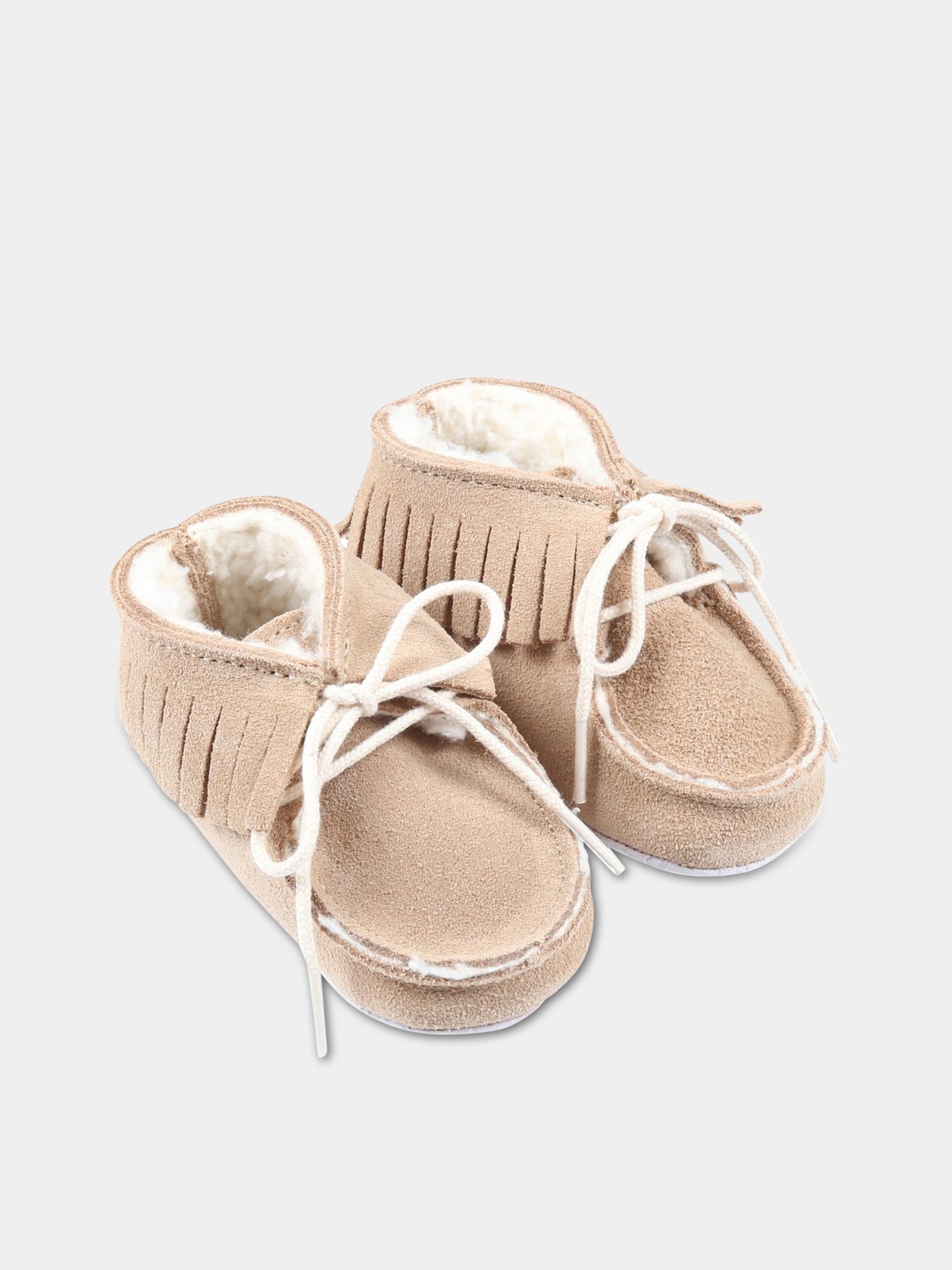Scarpe beige per neonato con frange,Tartine Et Chocolat,TV80011 62