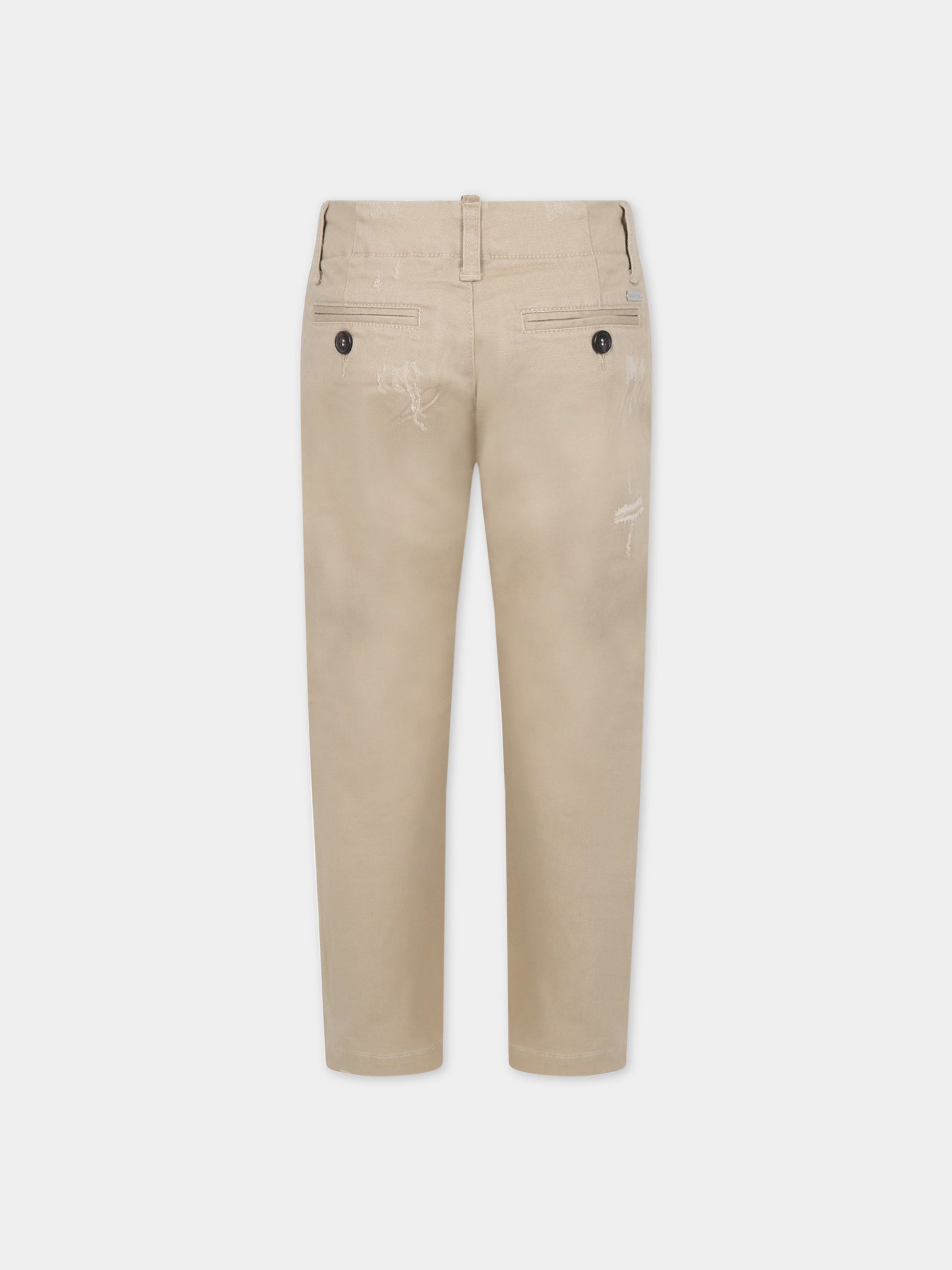 Pantalone beige per bambino con patchs,Dsquared2,DQ1182 D0A0U D2P515M DQ707