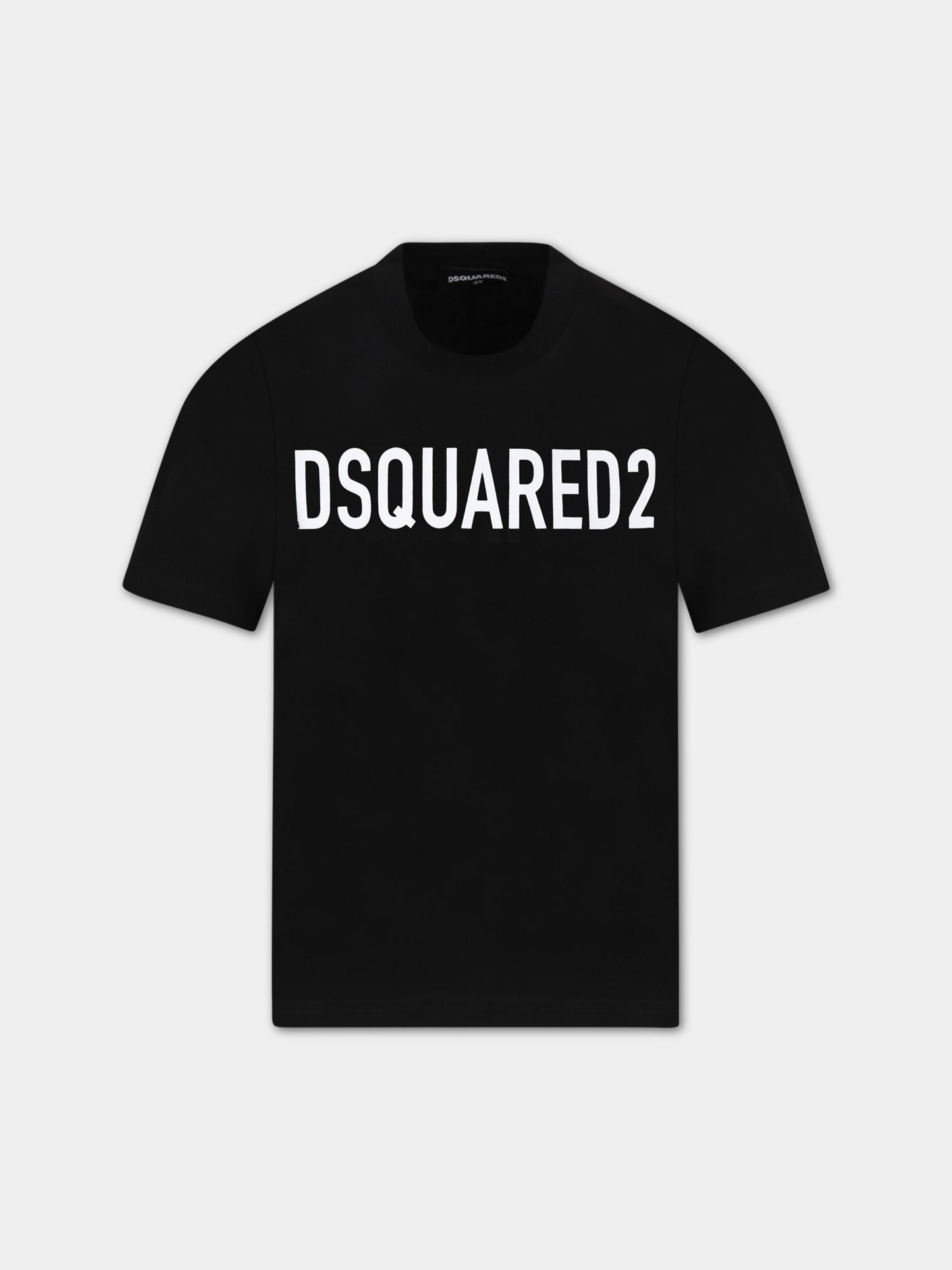 T-shirt nera per bambini con logo,Dsquared2,DQ1328 D00MQ D2T857U DQ900