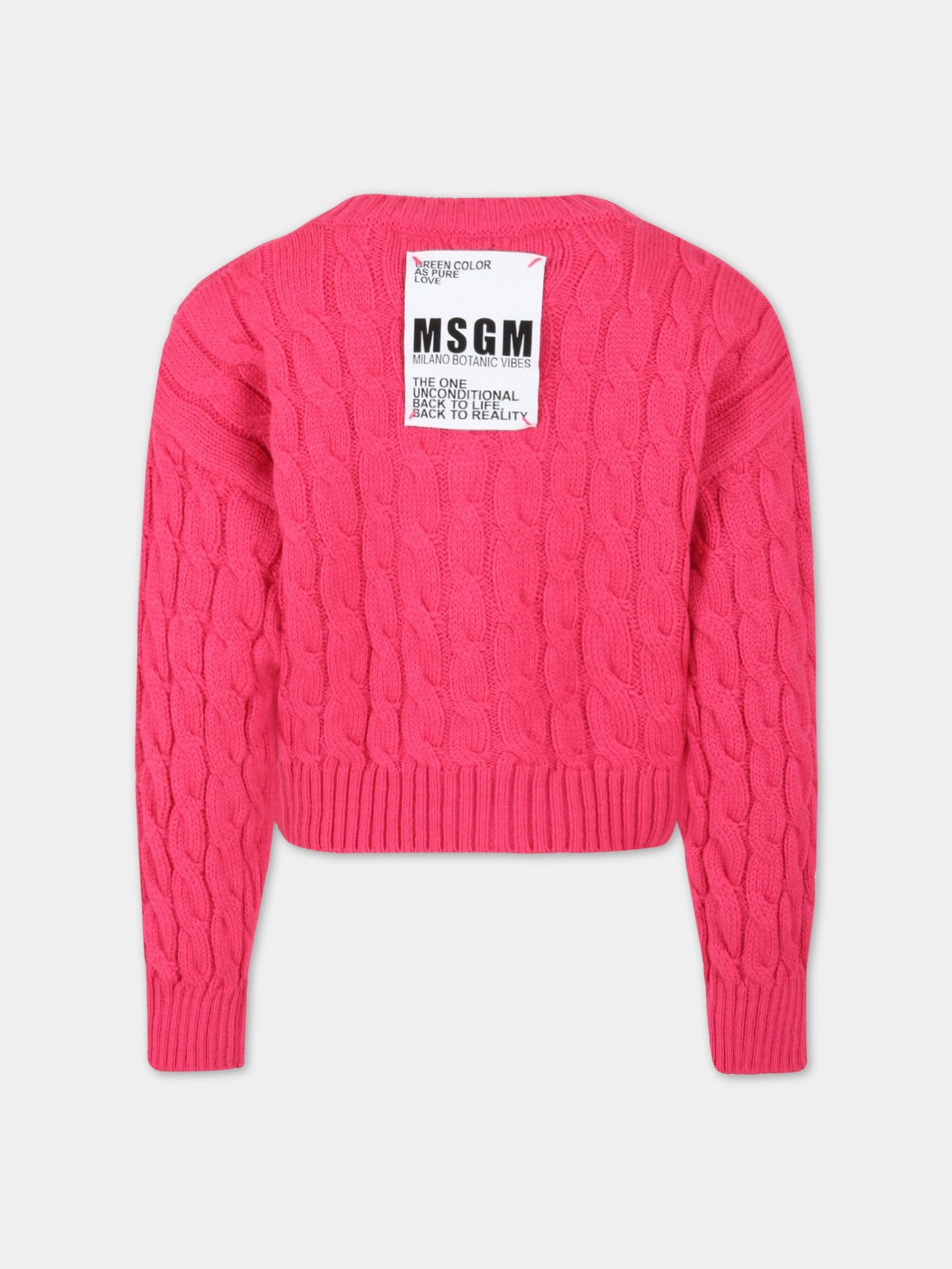 Cardigan fucsia per bambina,Msgm Kids,MS029198 134