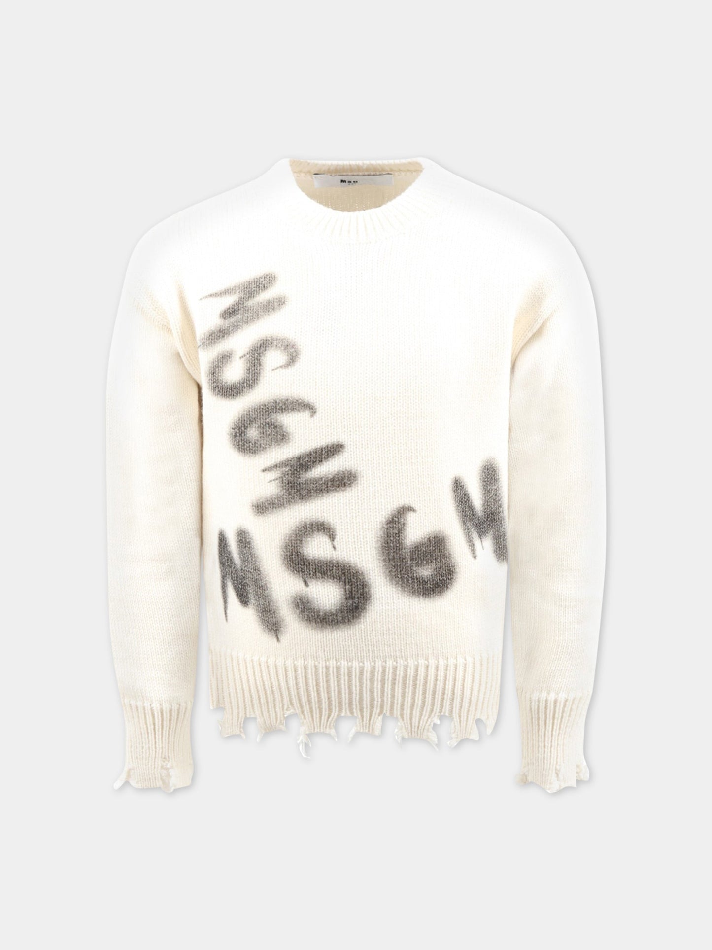 Maglione avorio per bambini con loghi,Msgm Kids,MS029285 036