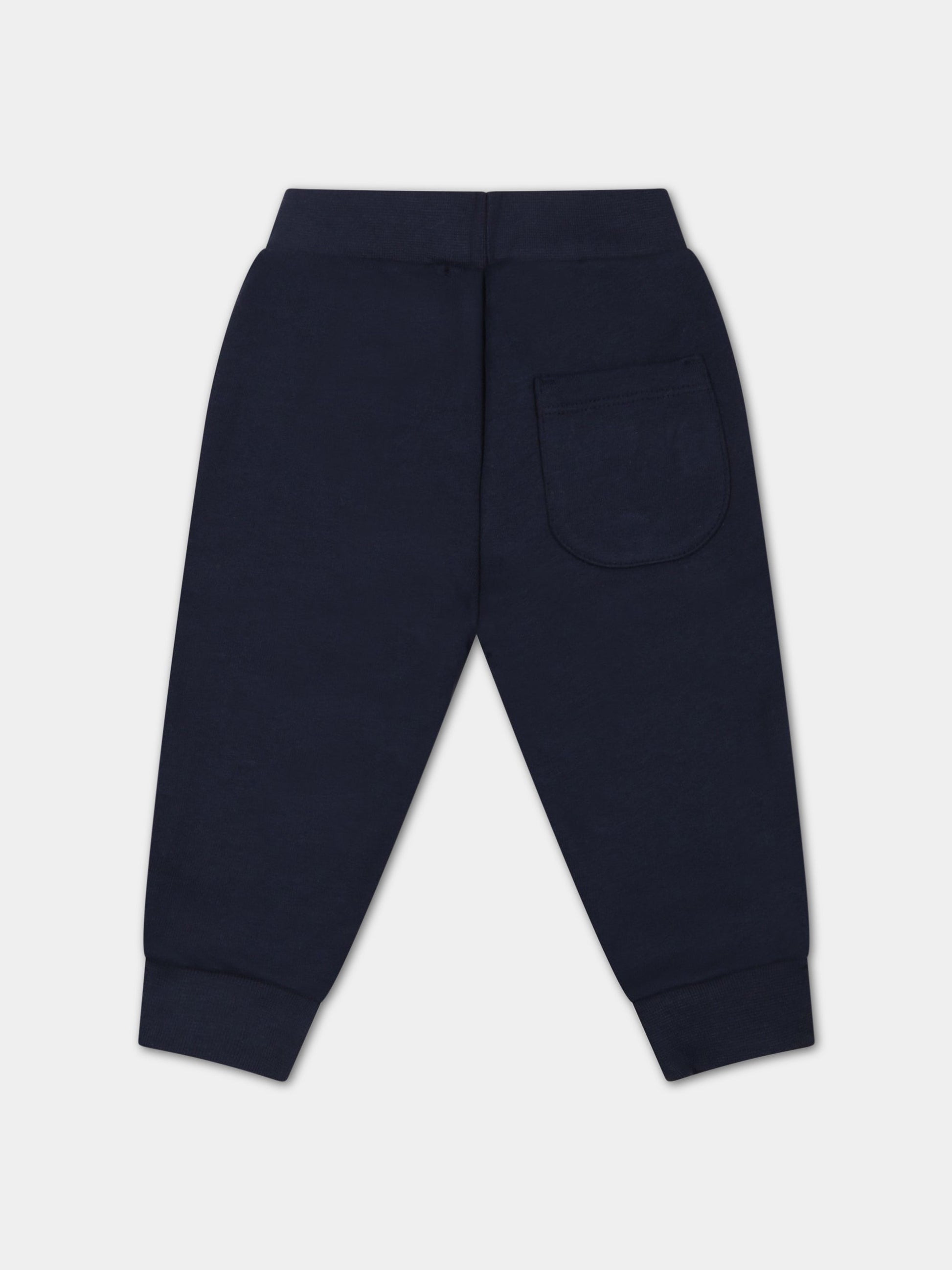 Pantaloni sportivi blu per neonati con logo bianco,Msgm Kids,MS029105 160