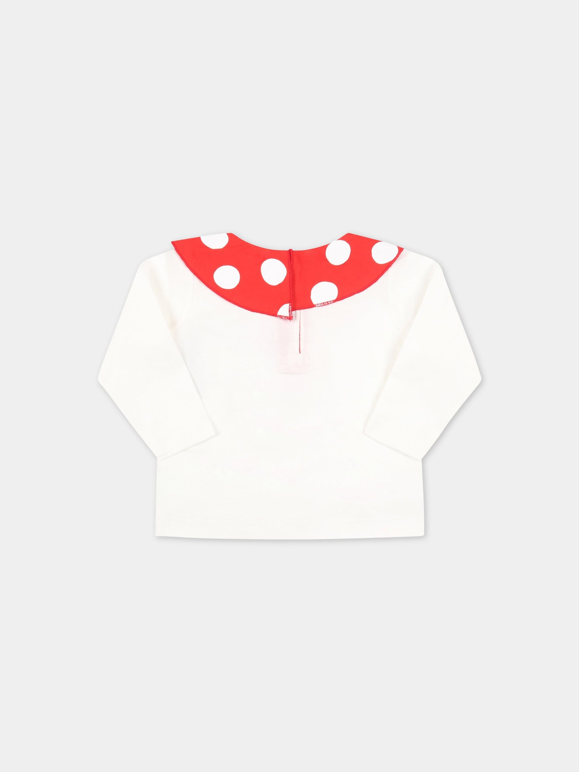 T-shirt bianca per neonata con fungo,Stella Mccartney Kids,8R8130 Z0669 100