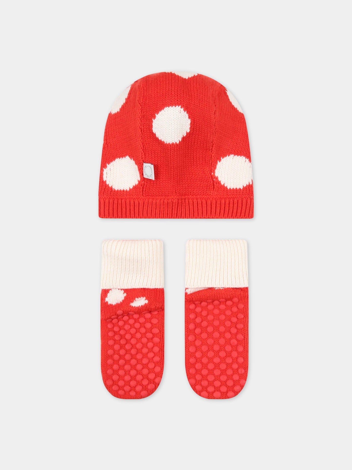 Set rosso per neonata con funghi,Stella Mccartney Kids,8R0039 Z0783 406