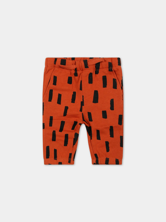 Pantaloni marroni da tuta per neonato con dettagli neri,Stella Mccartney Kids,8R6580 Z0606 308NE