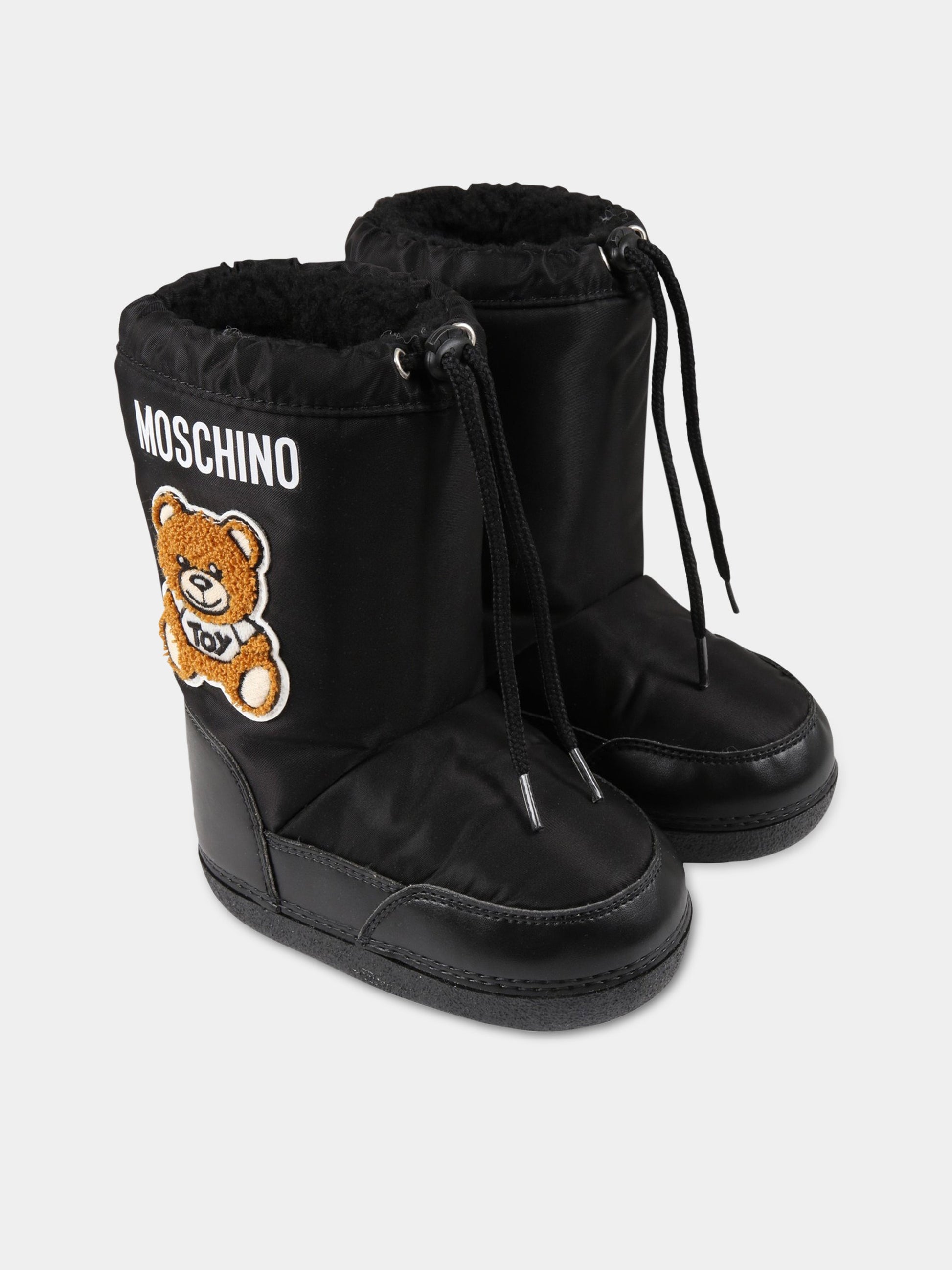 Stivali neri per bambini con Teddy Bear,Moschino Kids,71889 1