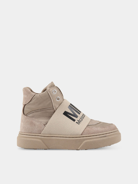 Stivali tortora per bambini con logo,Mm6 Maison Margiela,72060 1