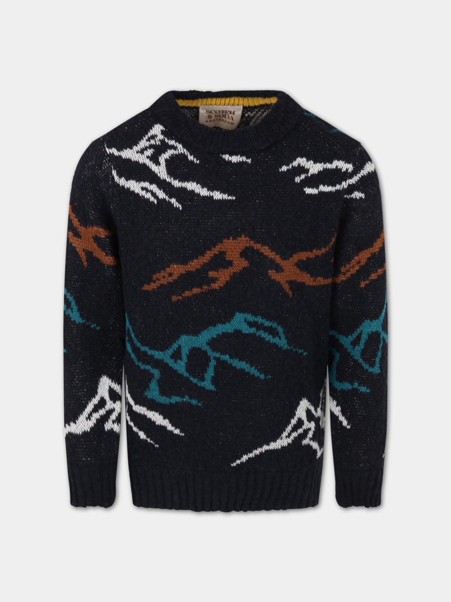 Maglione blu per bambino con montagne,Scotch&soda,167728 0592