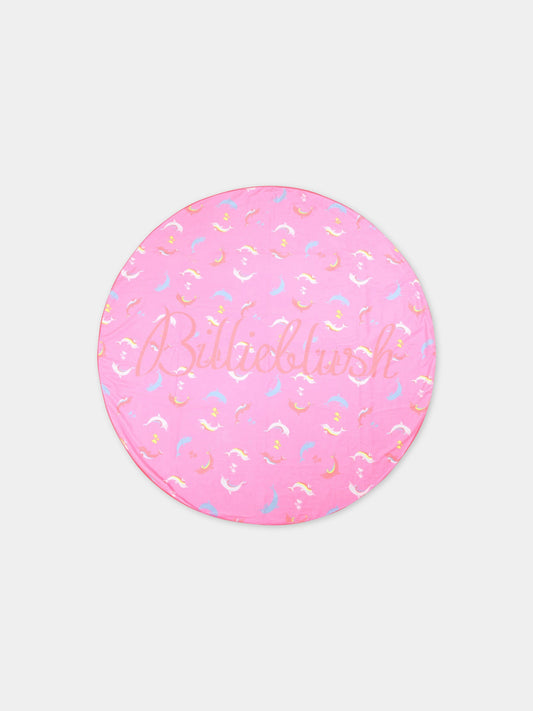 Telo mare rosa per bambina con logo,Billieblush,U10395 Z40