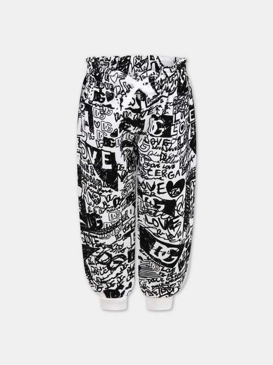 Pantalone bianco per bambini con loghi,Dolce & Gabbana Kids,L4JPGL G7F5Q HA4BQ