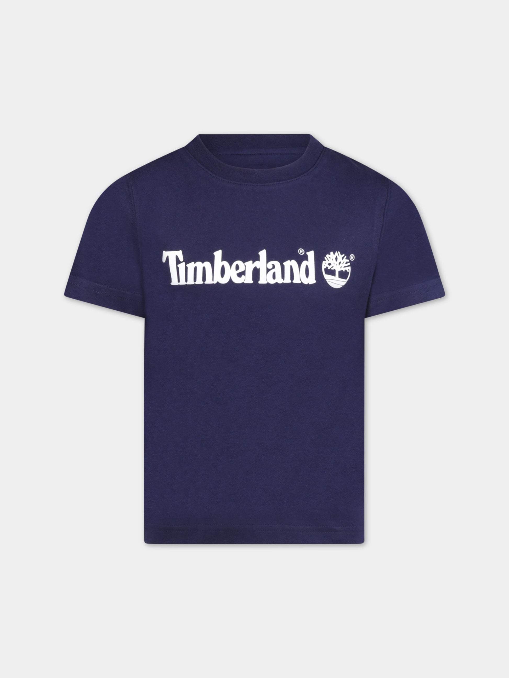 T-shirt blu per bambino con logo,Timberland,T25P22 85T