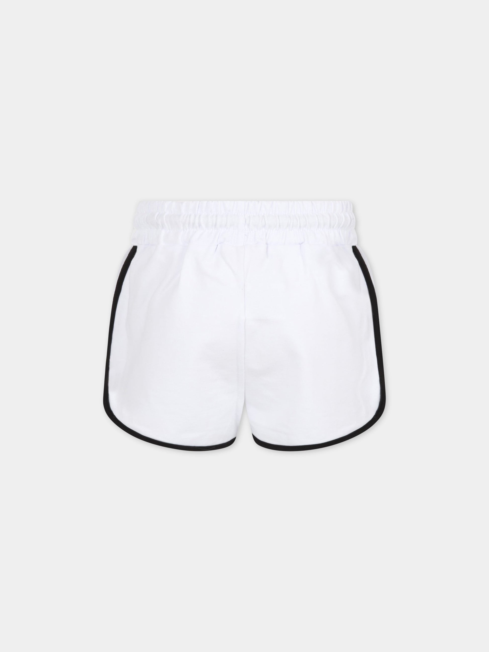 Shorts bianchi per bambina con logo dorato,Dimensione Danza,029636 001