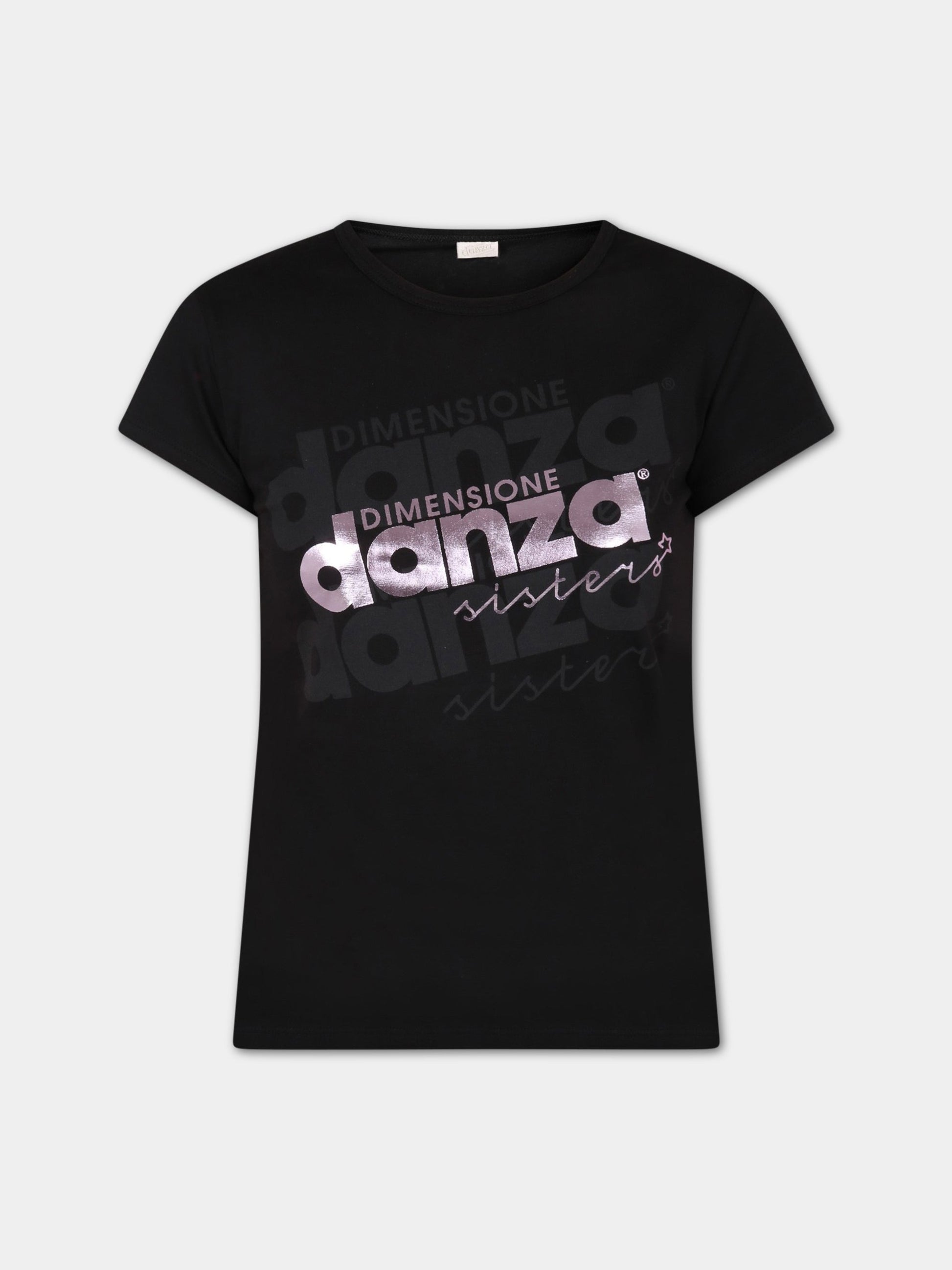 T-shirt nera per bambina con loghi,Dimensione Danza,029657 110