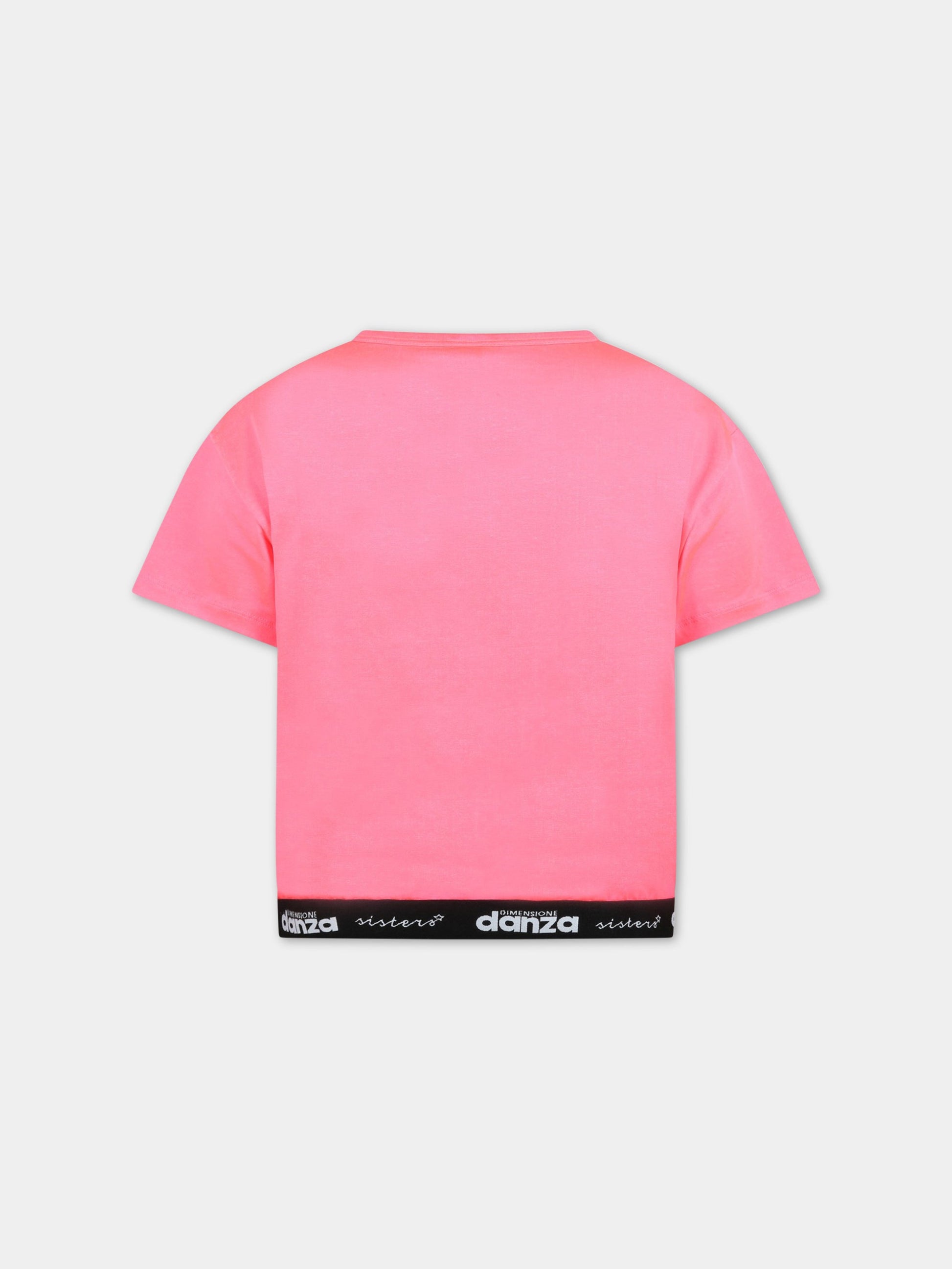 T-shirt fucsia-fluo per bambina con logo,Dimensione Danza,029684FL 134