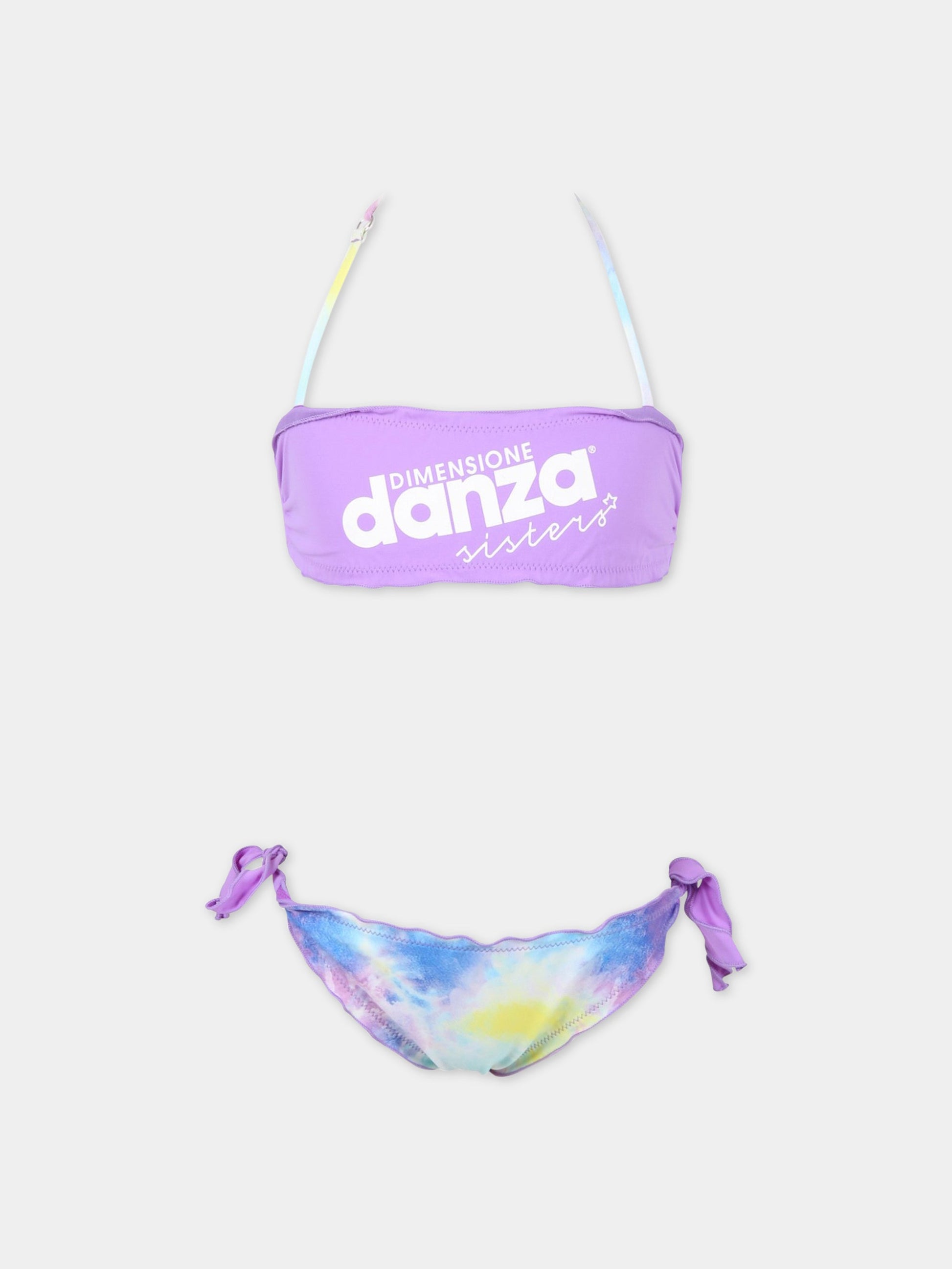 Bikini viola per bambina con logo bianco,Dimensione Danza,029700 200