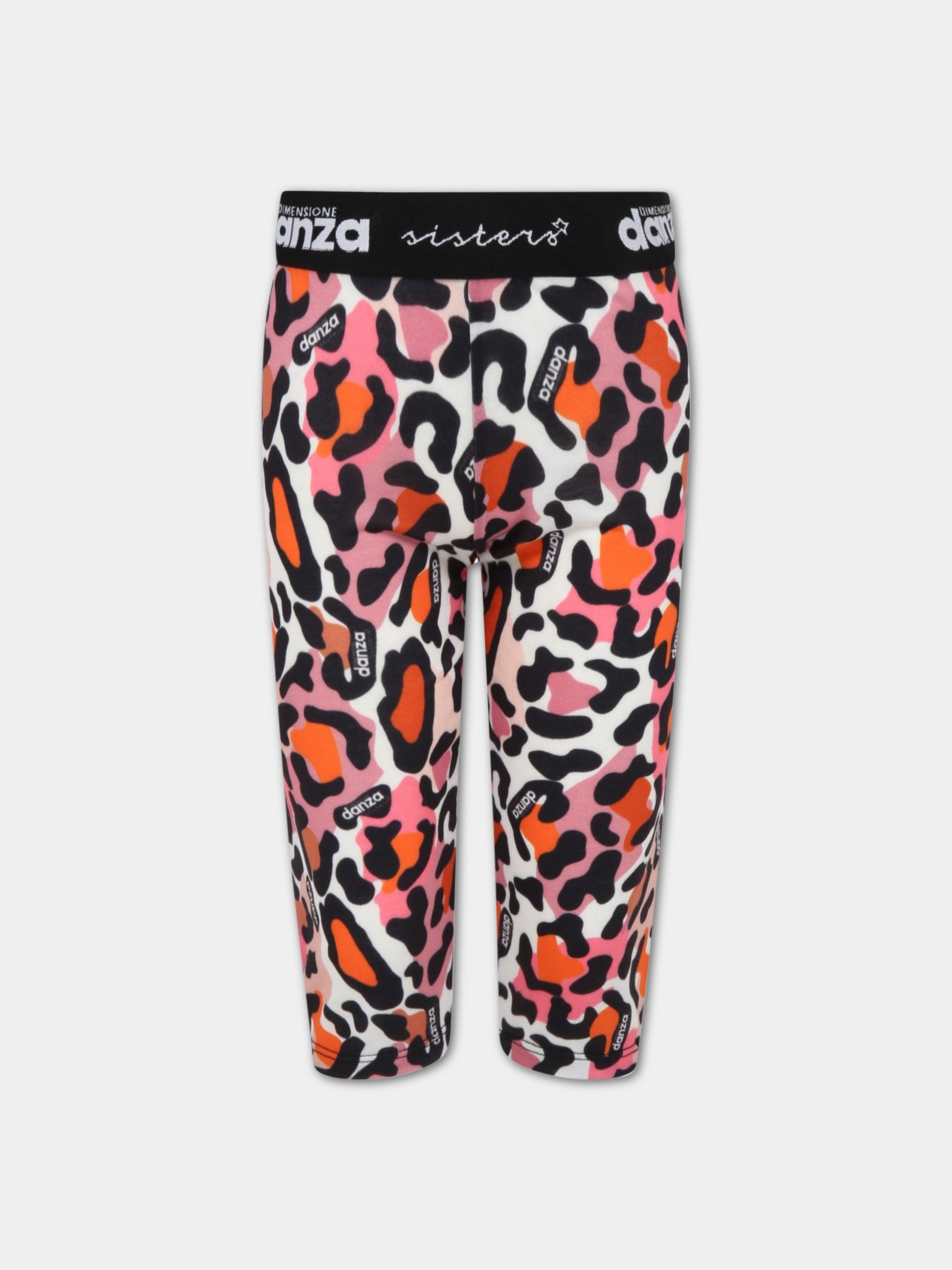 Leggings multicolor per bambina con stampa animalier,Dimensione Danza,029726 200