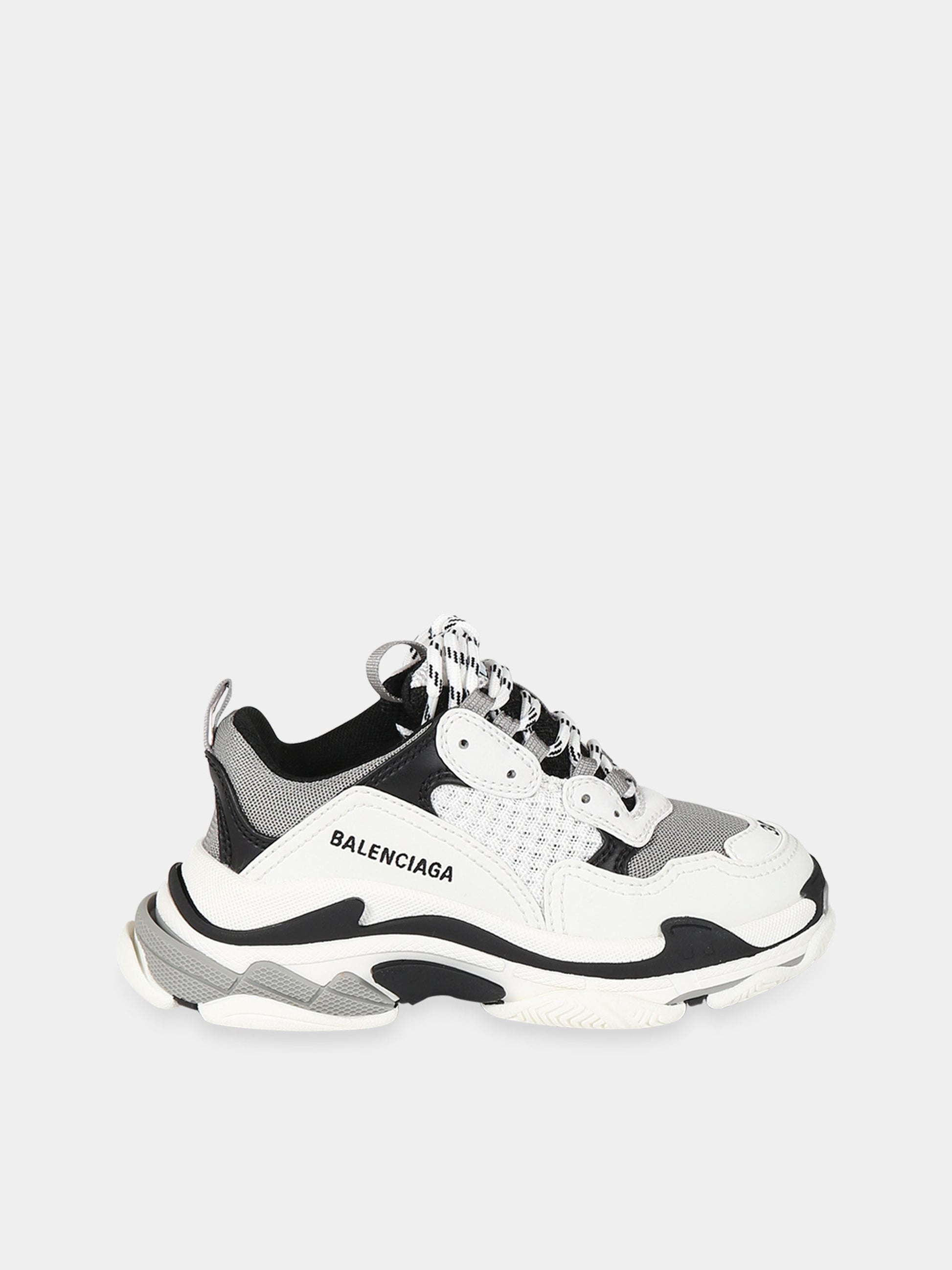 Sneakers bianche Triple S per bambini con logo nero,Balenciaga,654251 W2CA8 1112