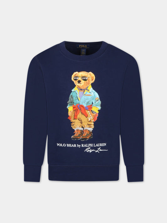 Felpa blu per bambino con Polo Bear,Ralph Lauren Kids,898062001