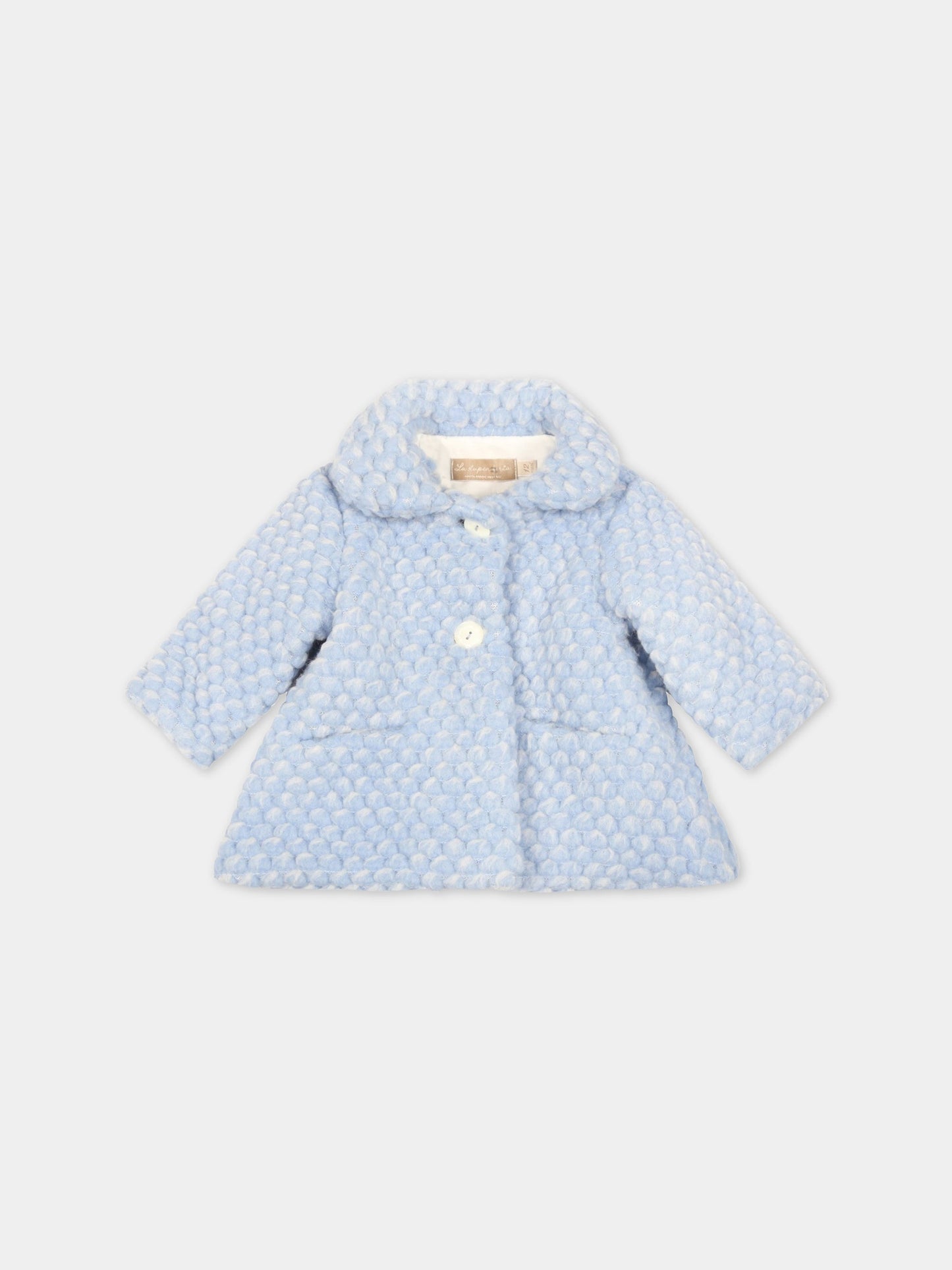 Cappotto celeste per neonata,La Stupenderia,TCGB24M33