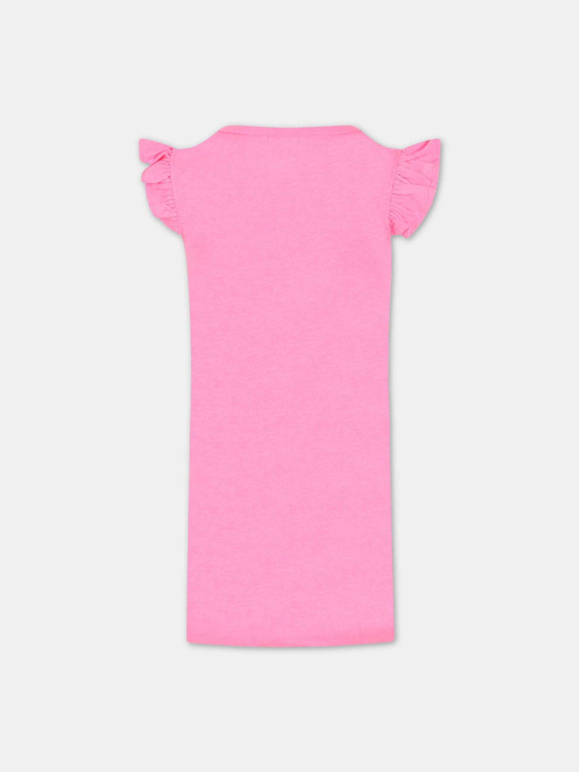 Vestito fucsia fluo per bambina con stampe,Billieblush,U12712 47T