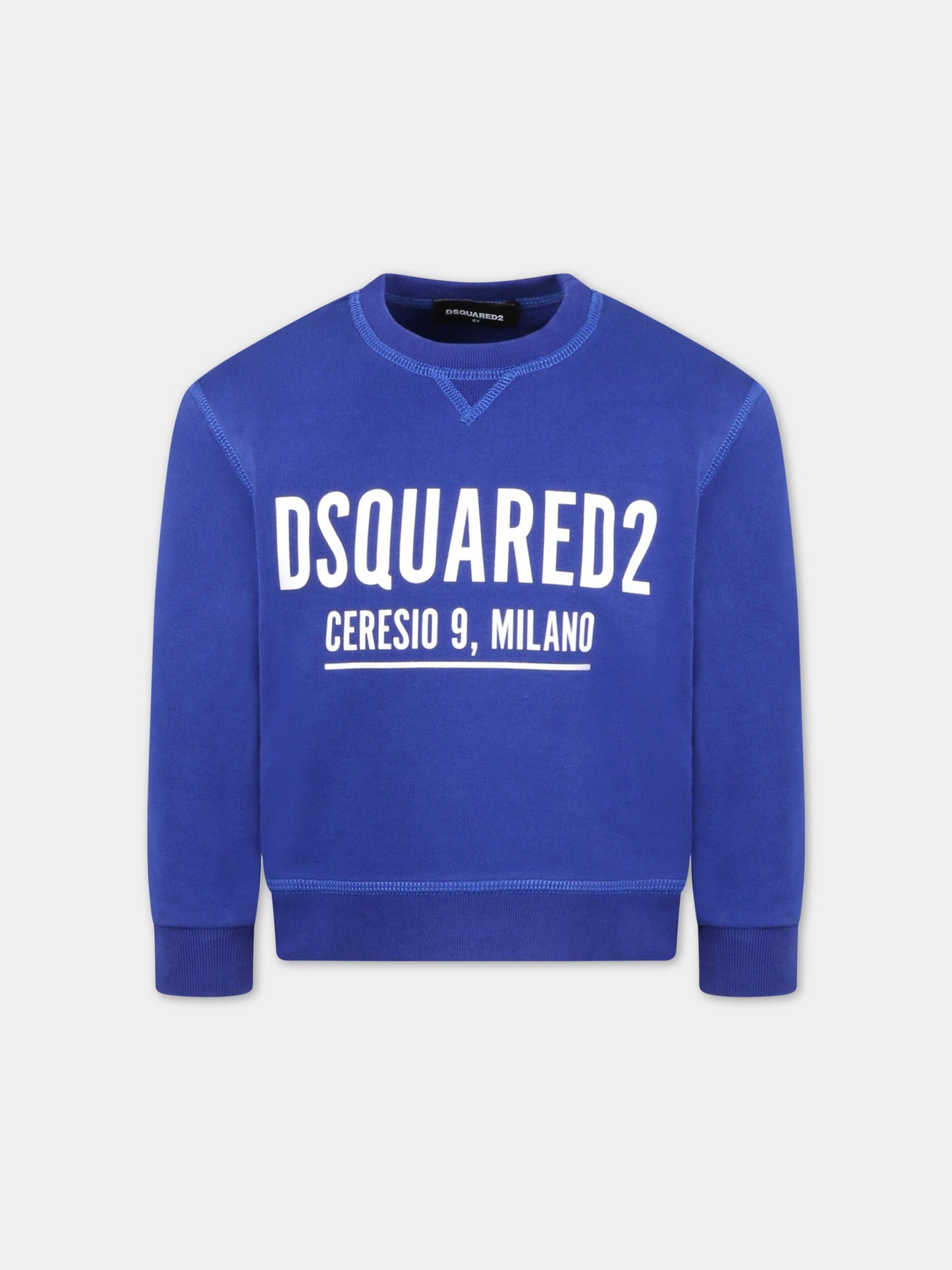 Felpa blu per bambino con logo bianco,Dsquared2,DQ1094 D002Y DQ870