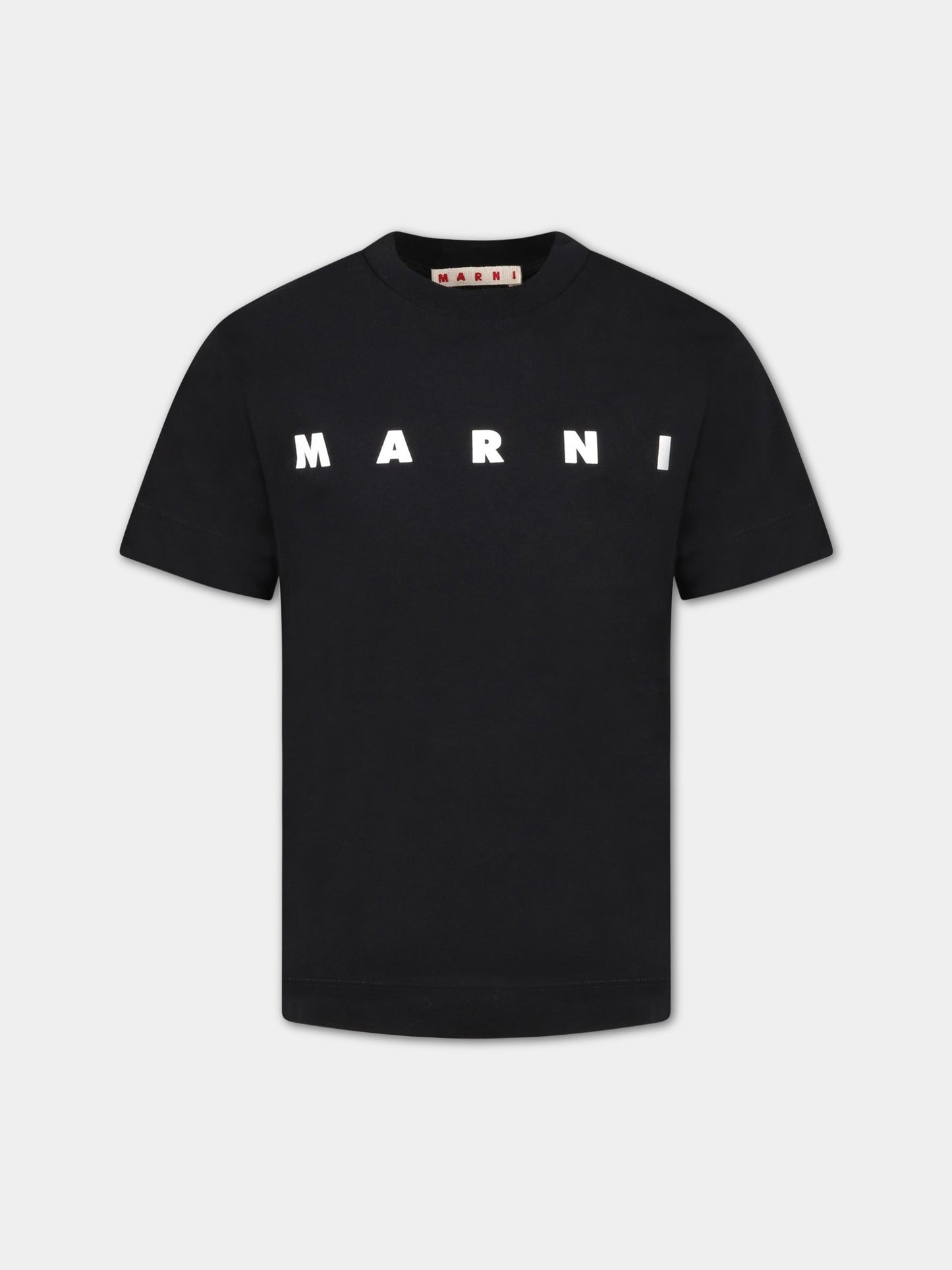 T-shirt nera per bambino con logo bianco,Marni Kids,M002MV M00HZ 0M900