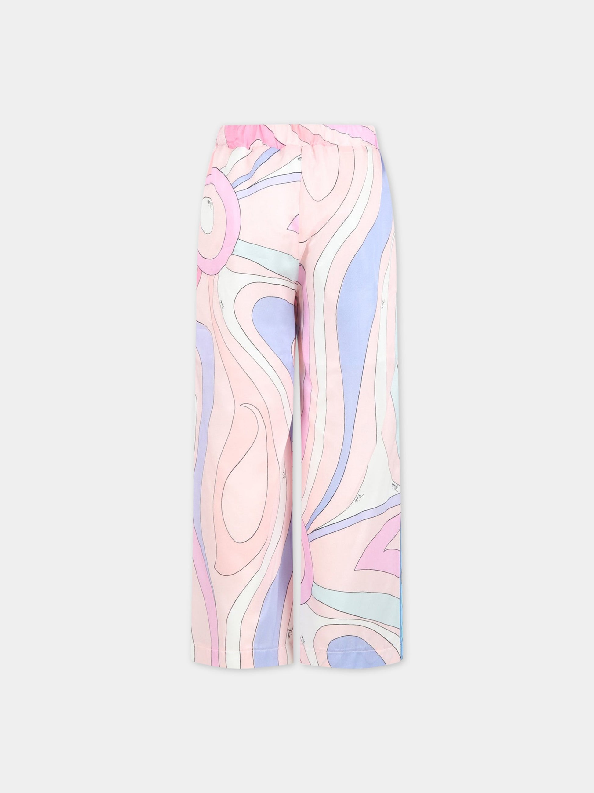 Pantaloni multicolor per bambina con stampa e logo,Emilio Pucci Junior,PS6A21 K0107 500MC