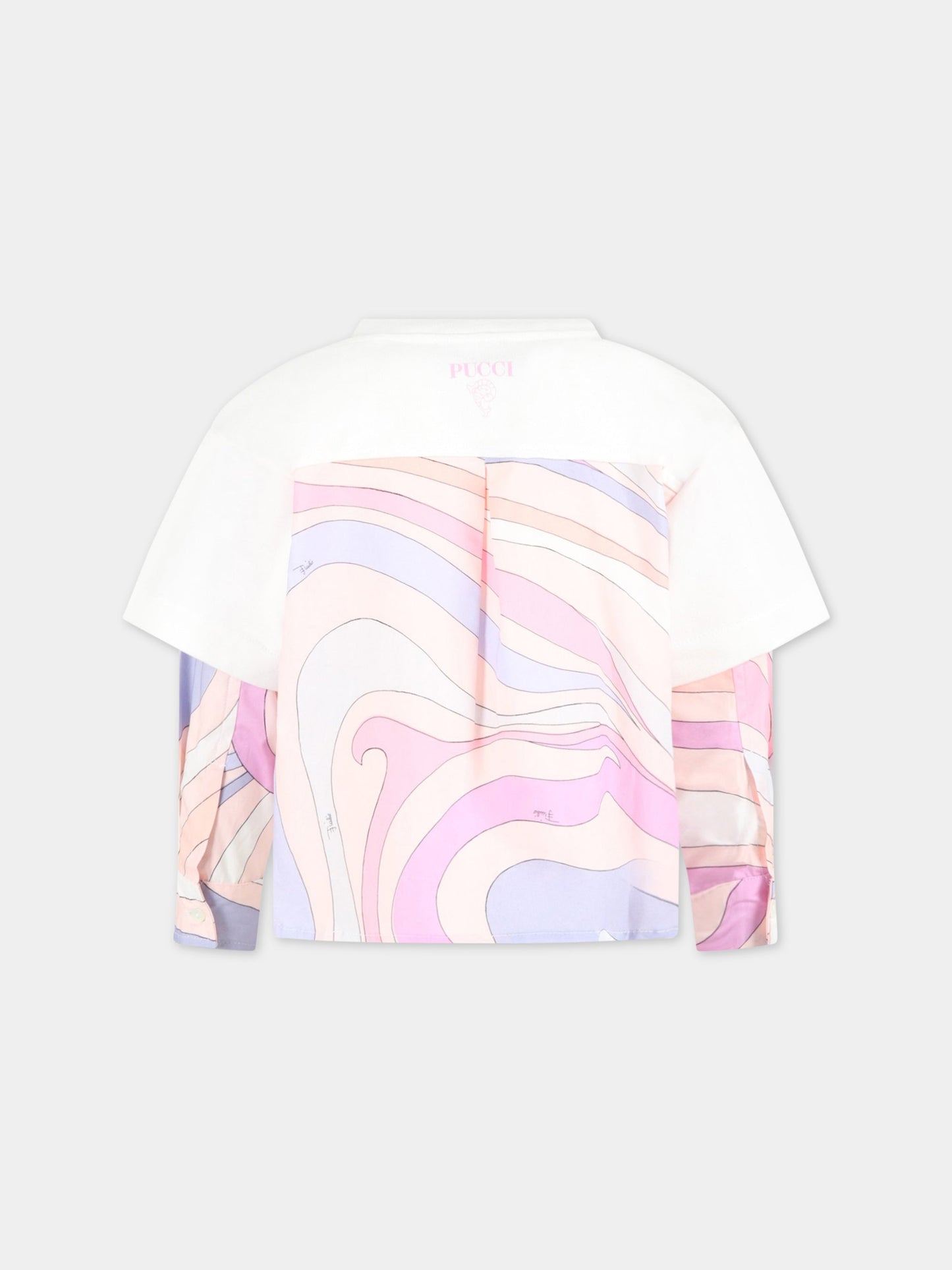 T-shirt bianca per bambina con stampa colorata,Emilio Pucci Junior,PS8A10 J0253 101