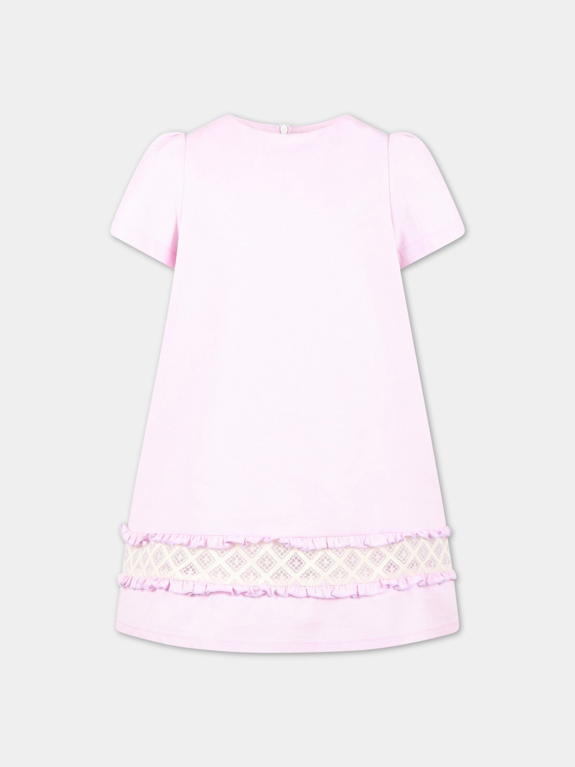 Vestito rosa per bambina con dettagli in pizzo,Simonetta,SS1A01 P0217 522