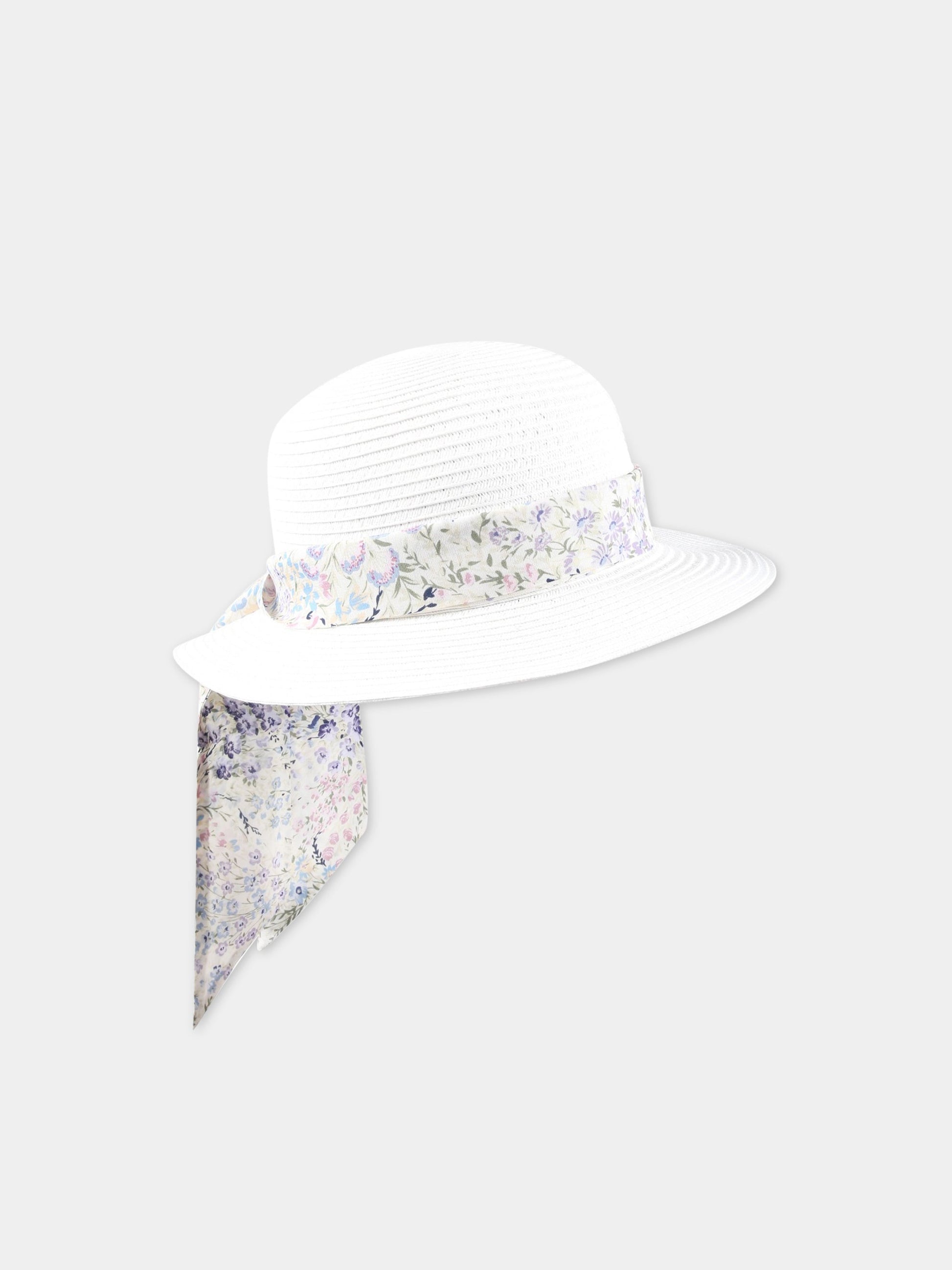 Cappello bianco per bambina con nastro,Simonetta,SS0A97 Z0813 101MC