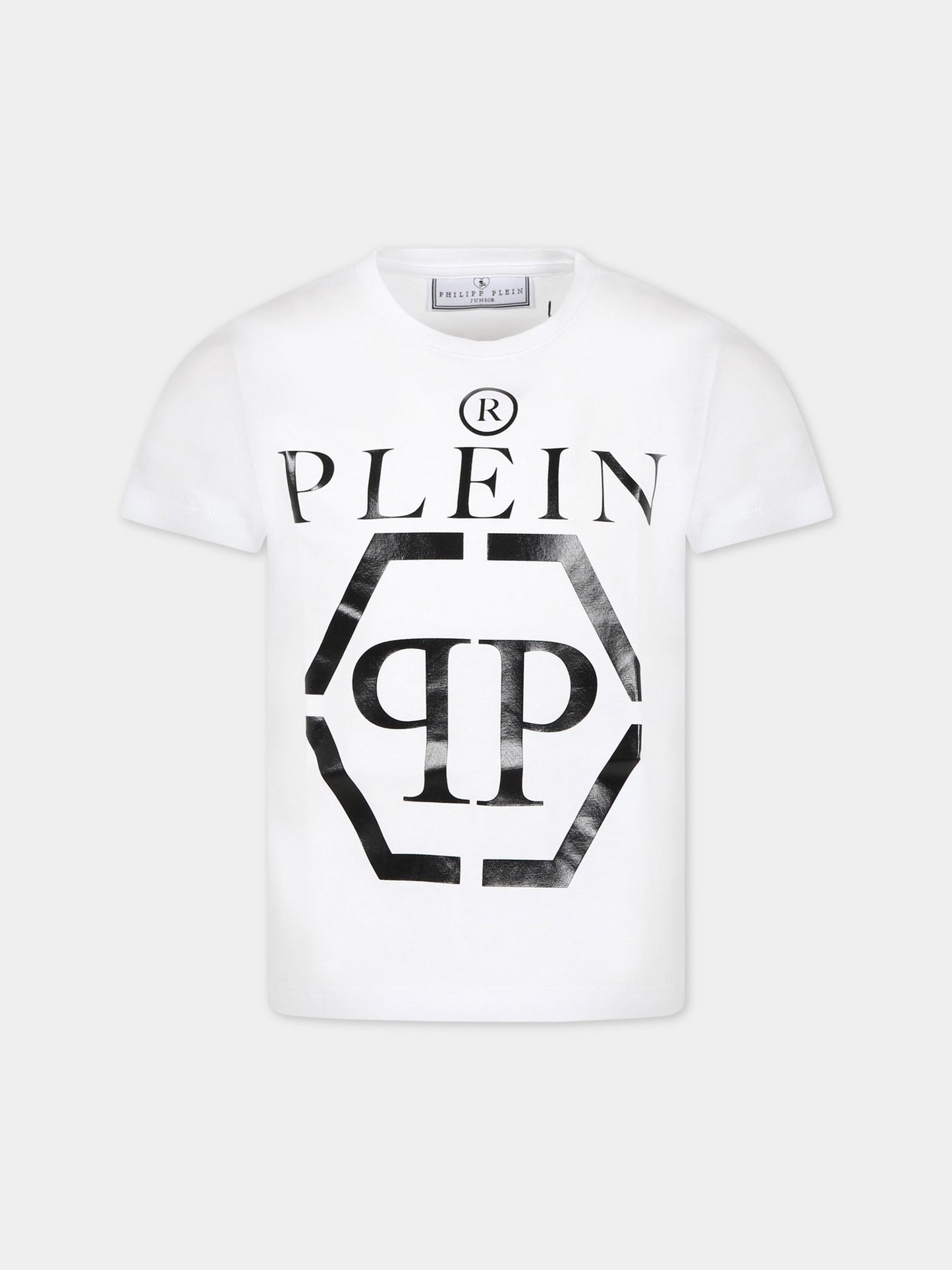 T-shirt bianca per bambino con logo,Philipp Plein Junior,2QM004 LAA23 10101