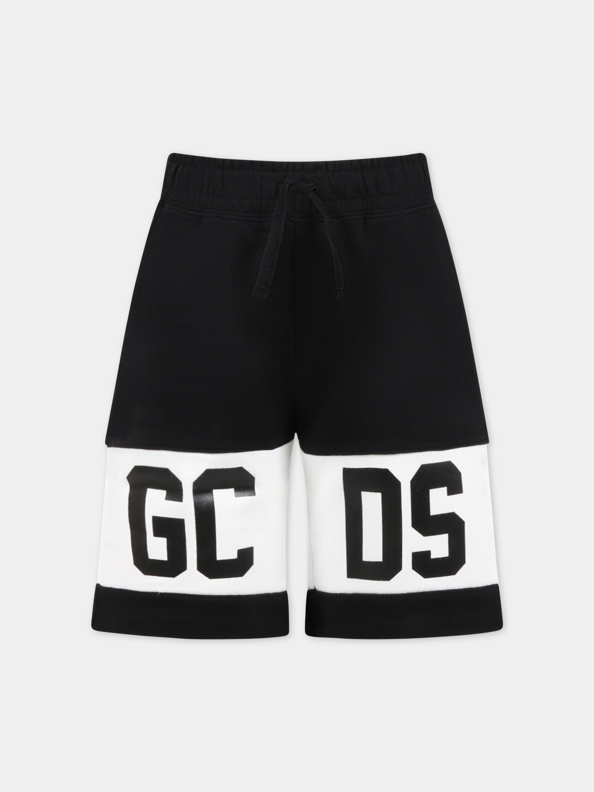 Shorts neri per bambino con logo,Gcds Kids,DNQ006 LCA33 60100