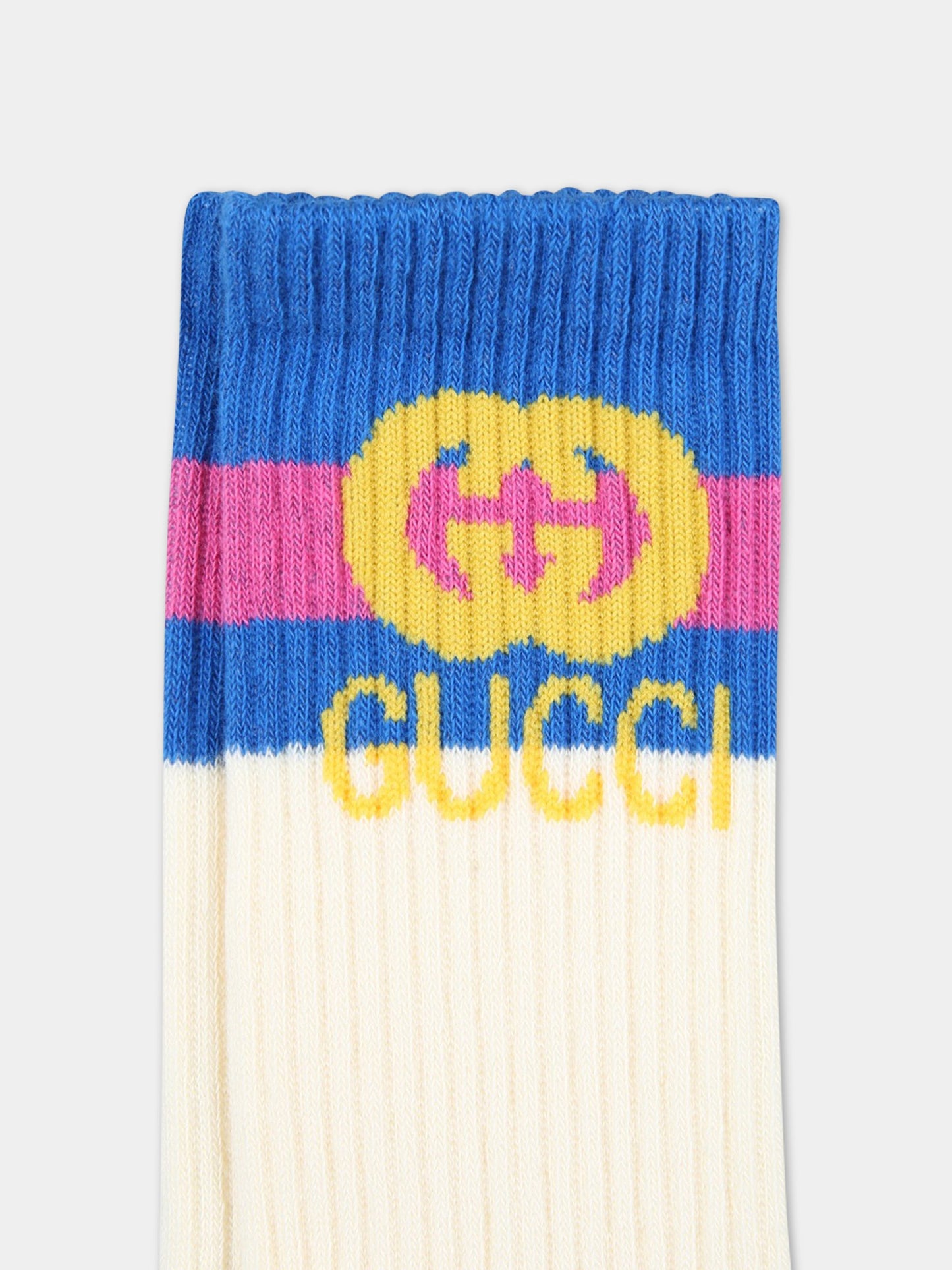 Calze avorio per bambini con logo,Gucci Kids,727129 4K045 9368