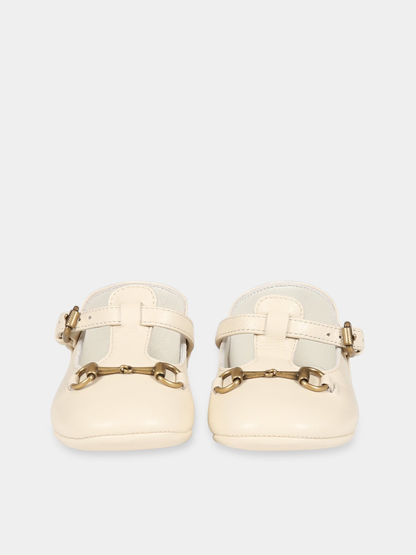 Ballerine avorio per neonata con morsetto,Gucci Kids,725732 1D700 9522