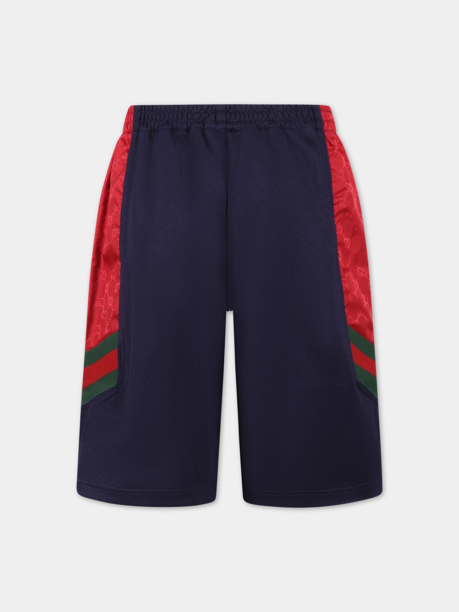 Shorts blu per bambino con dettaglio Web,Gucci Kids,711600 XJEYU 4340