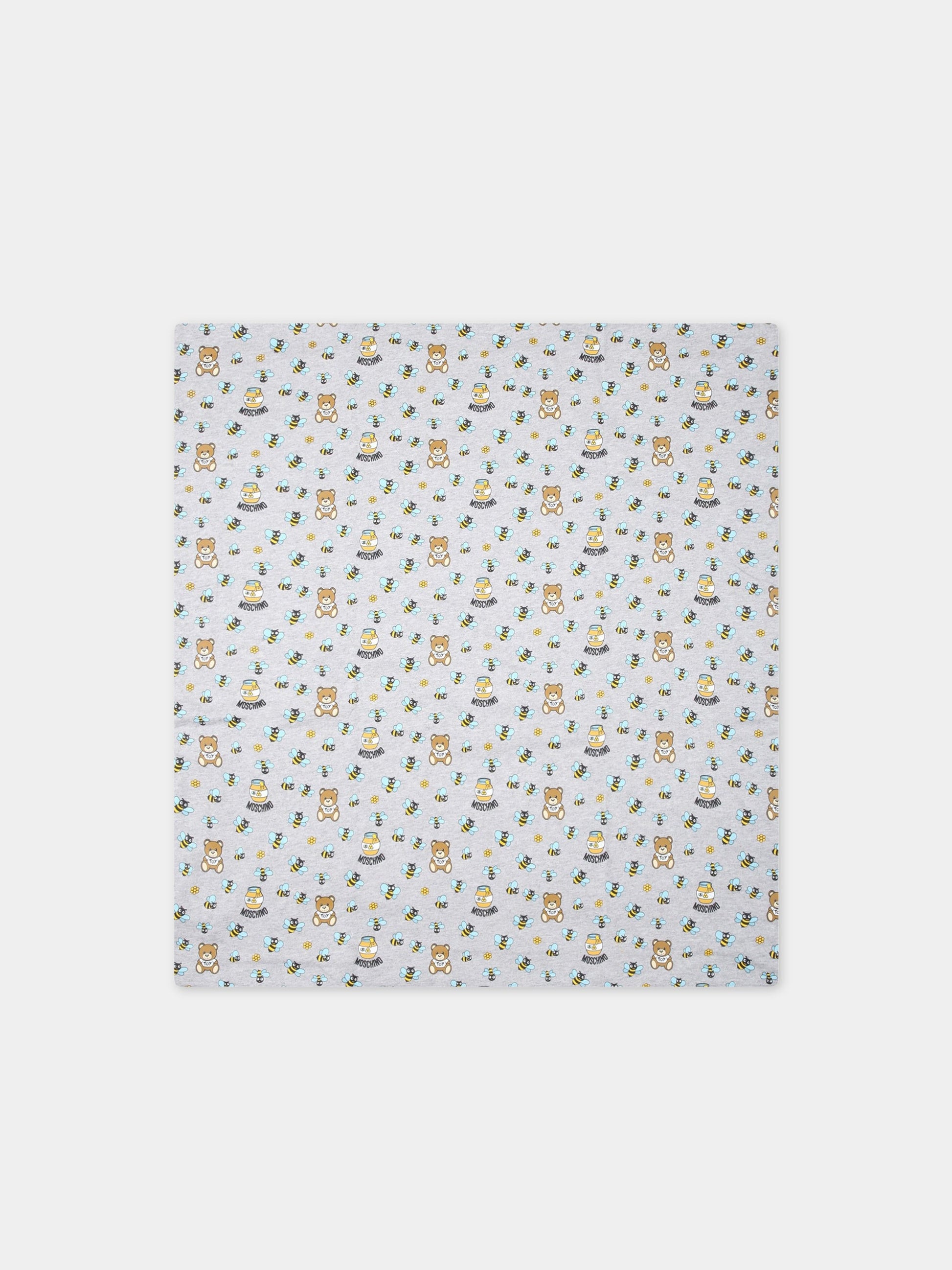 Coperta bianca per neonato con Teddy Bear e api,Moschino Kids,MUB00C LCB33 84481