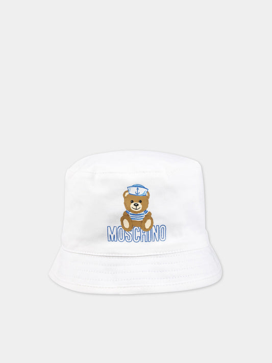Cloche bianca per neonato con Teddy Bear,Moschino Kids,MUX04A LPC04 10101