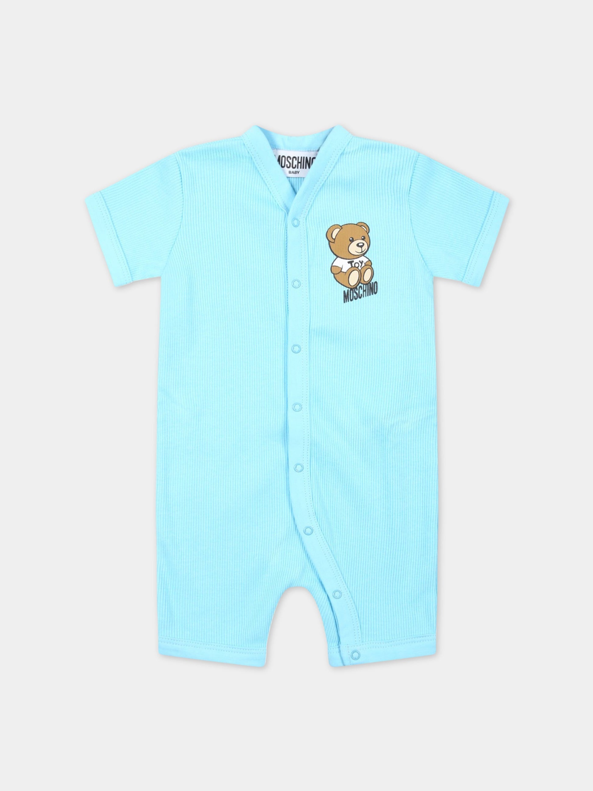 Pagliaccetto celeste per neonato con Teddy Bear,Moschino Kids,MUY055 LAA32 41020