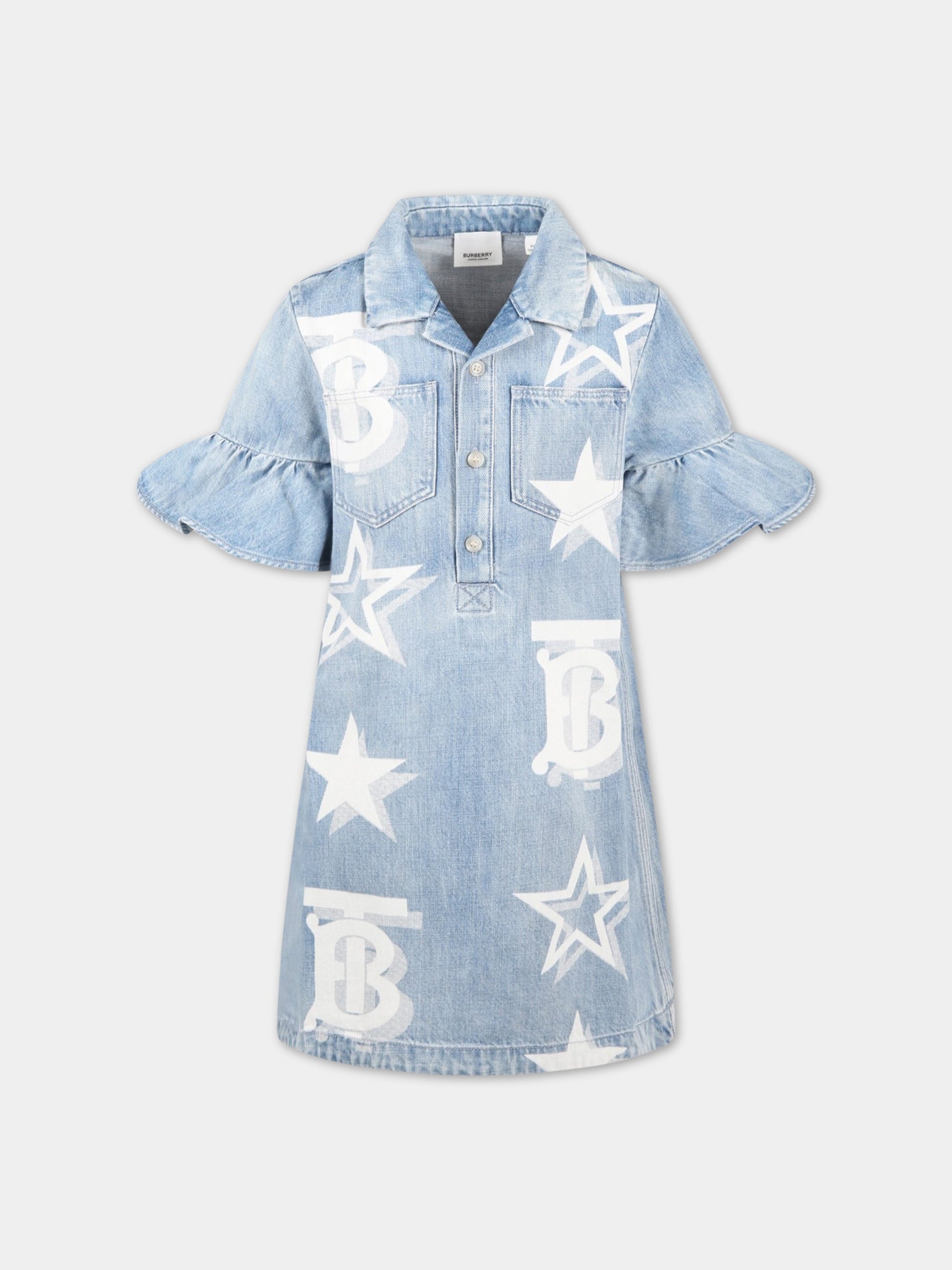 Vestito celeste per bambina con monogramma TB,Burberry Kids,8061231