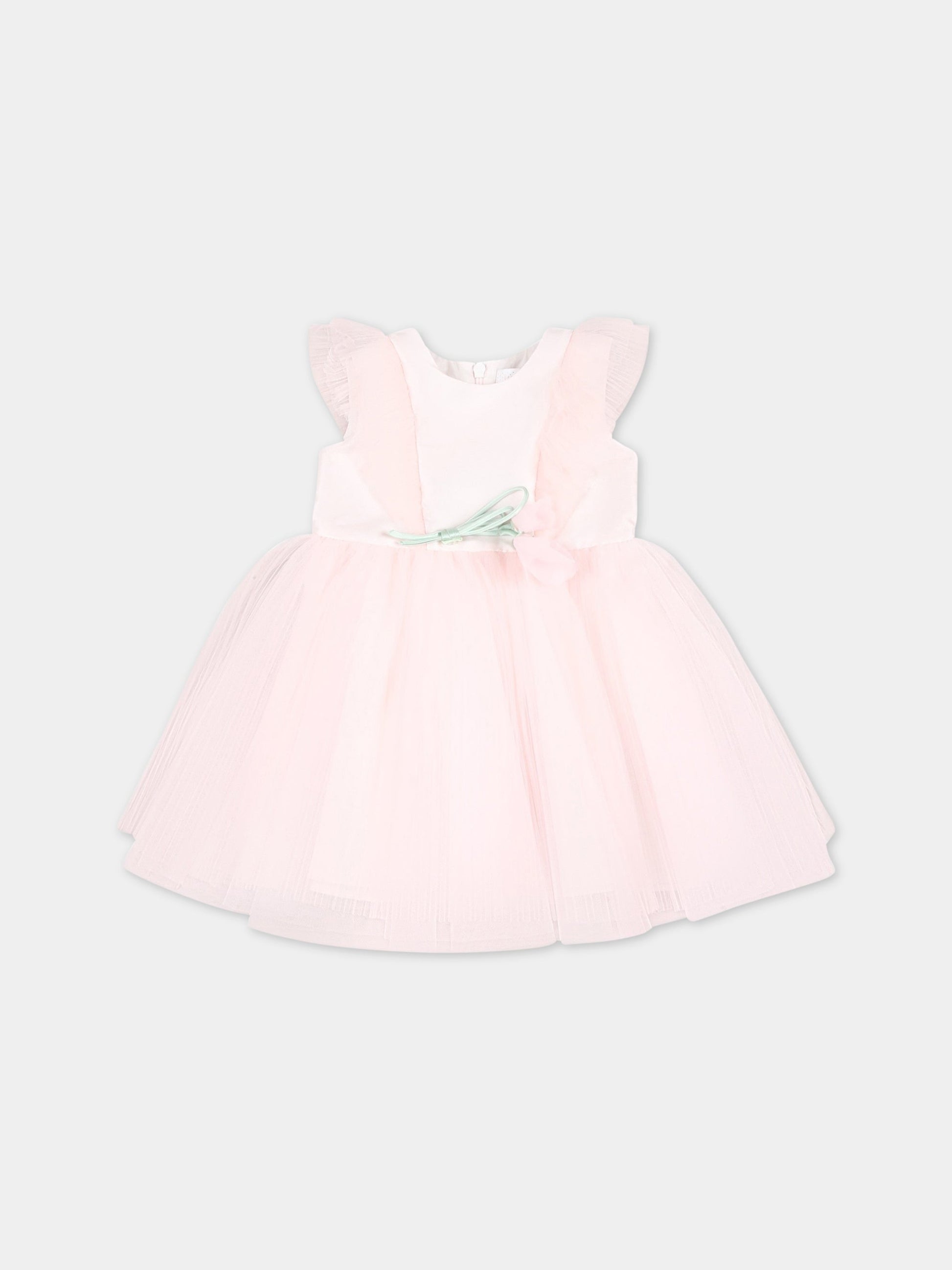 Vestito rosa per neonata con fiori,Monnalisa,73A901 1361 0091