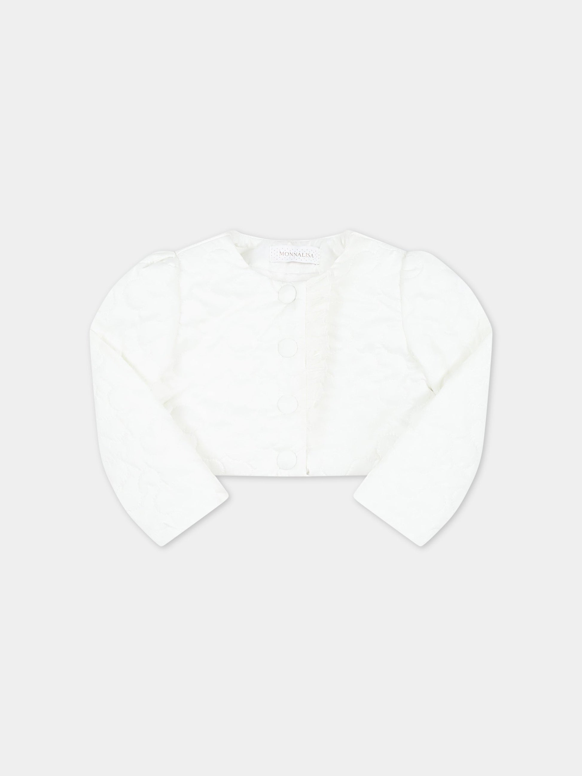 Piumino bianco per neonata con patch logato,Monnalisa,73A101 1408 0001
