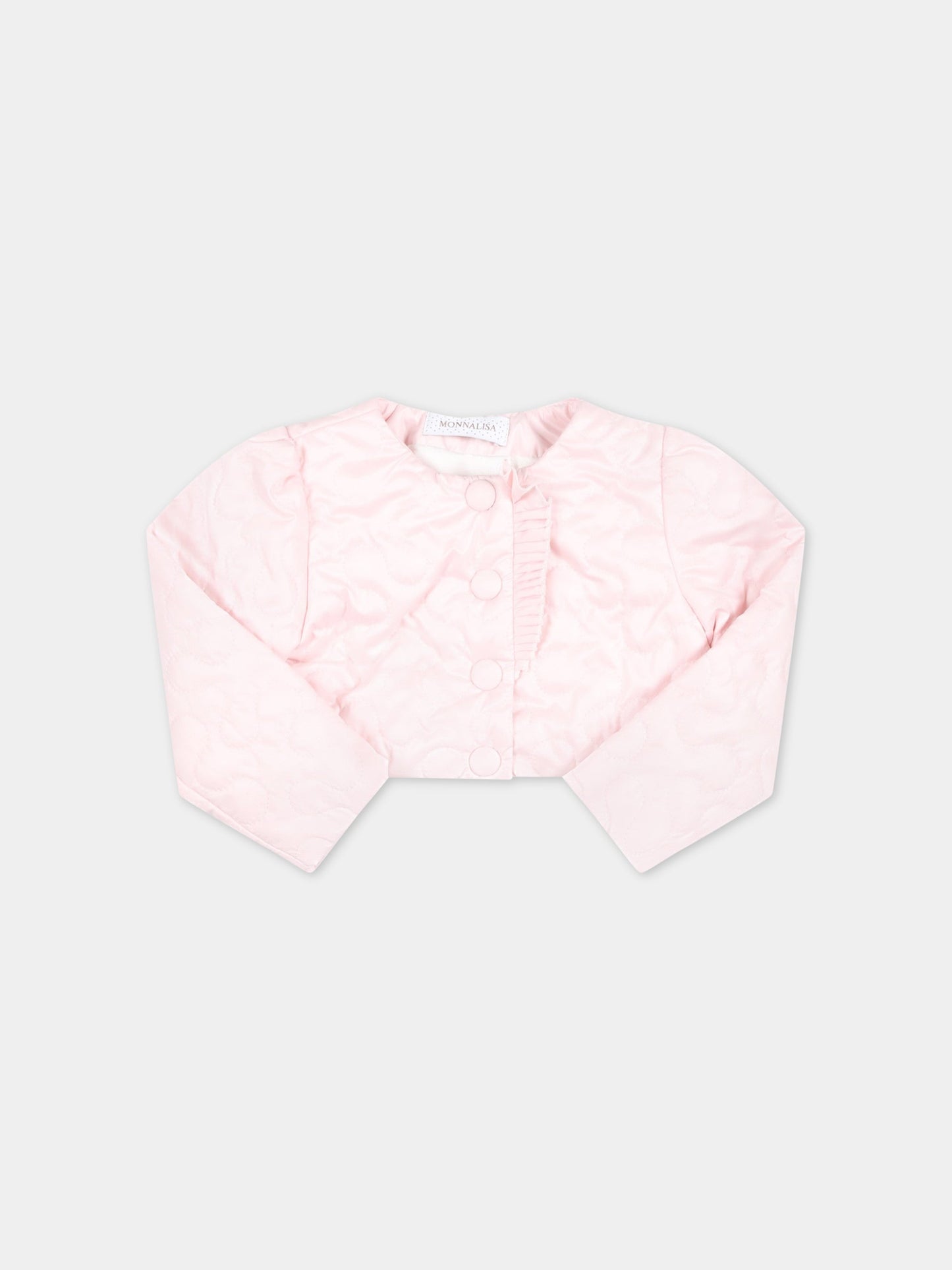 Piumino rosa per neonata con patch logato,Monnalisa,73A101 1408 0091
