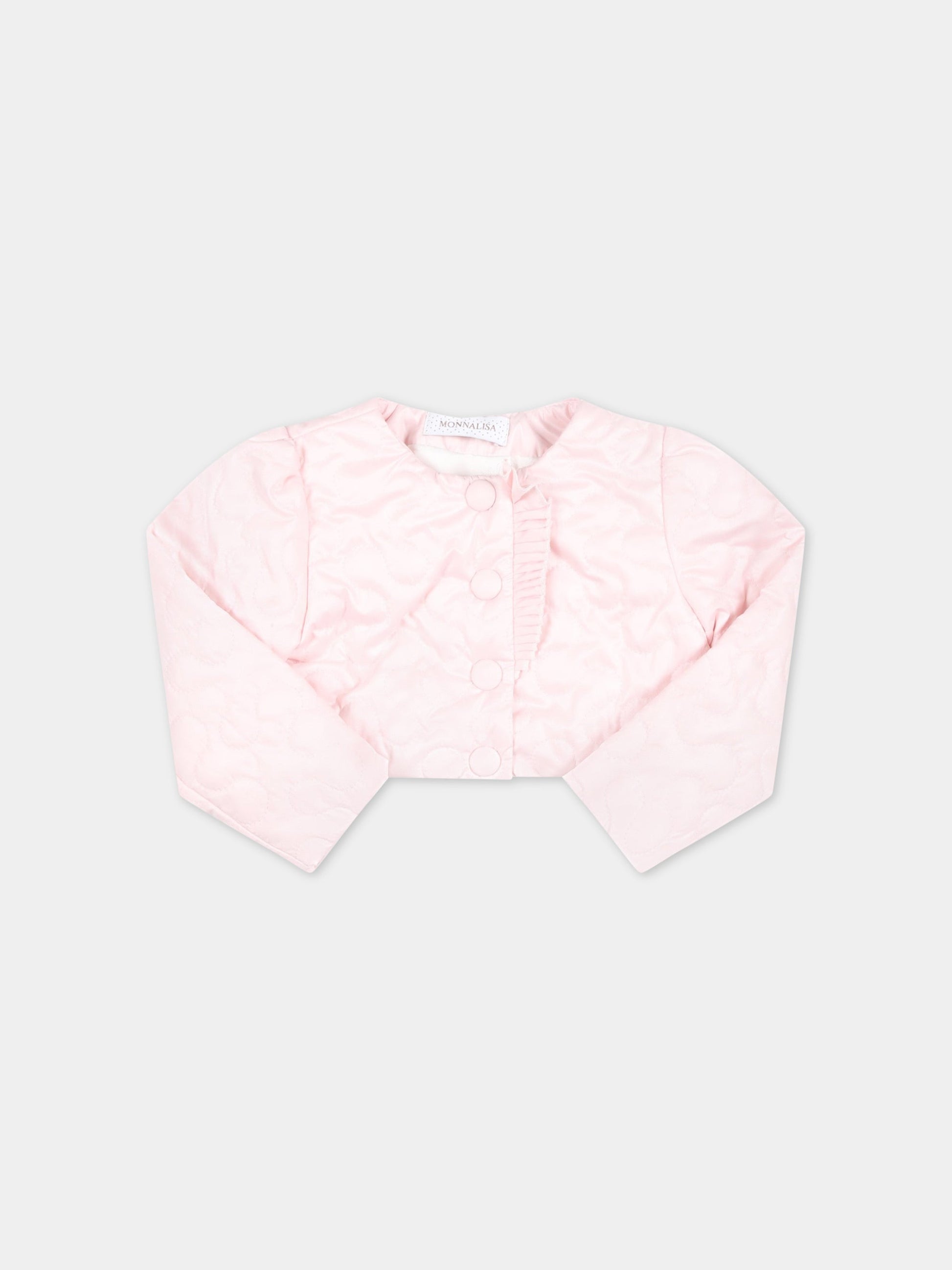 Piumino rosa per neonata con patch logato,Monnalisa,73A101 1408 0091