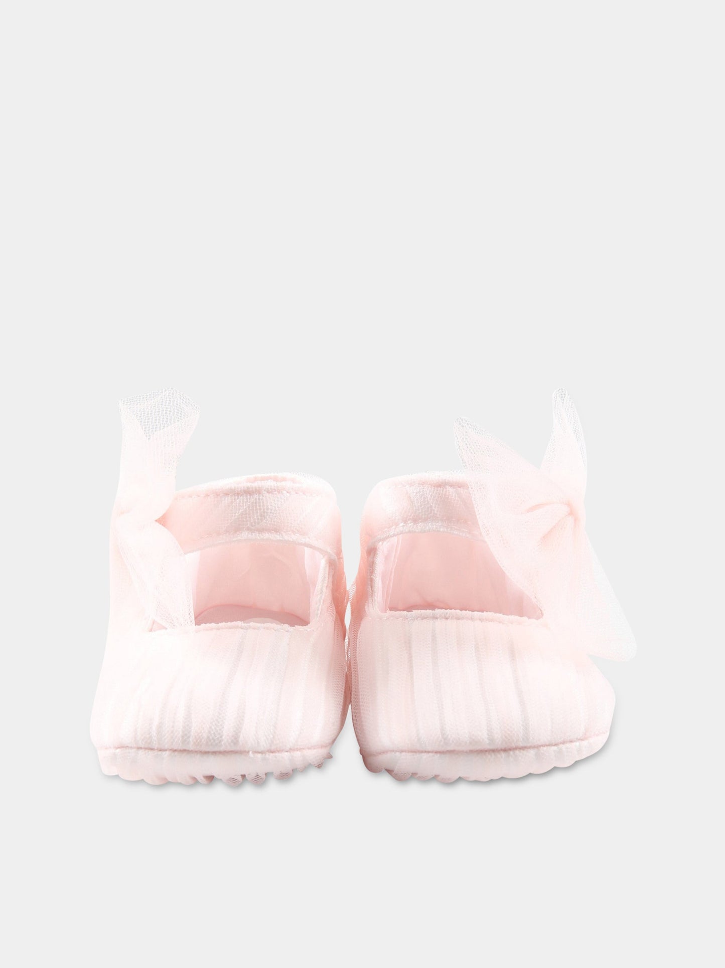 Ballerine rosa da culla per neonata con fiocco in tulle,Monnalisa,73A006 1361 0091