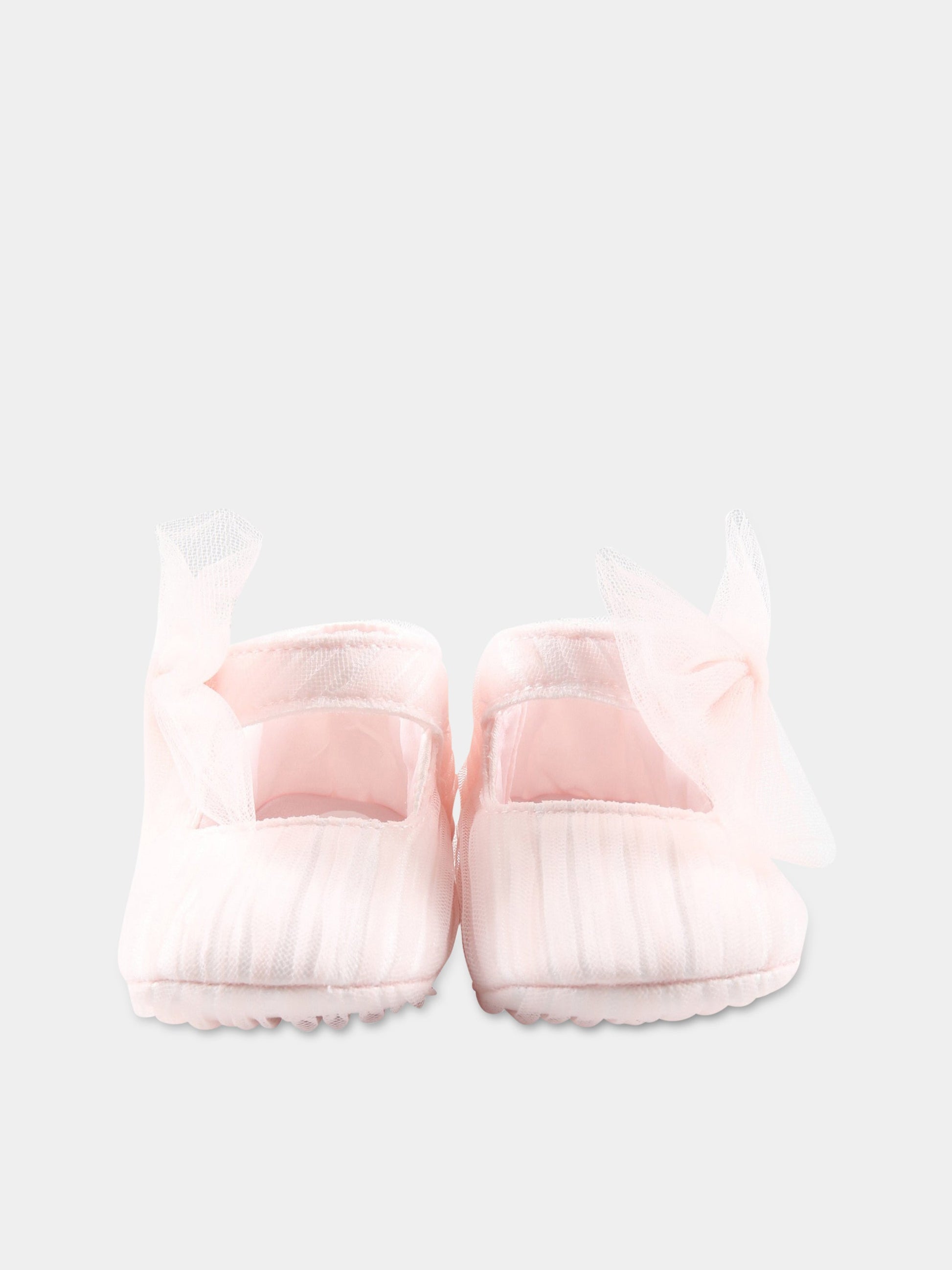 Ballerine rosa da culla per neonata con fiocco in tulle,Monnalisa,73A006 1361 0091